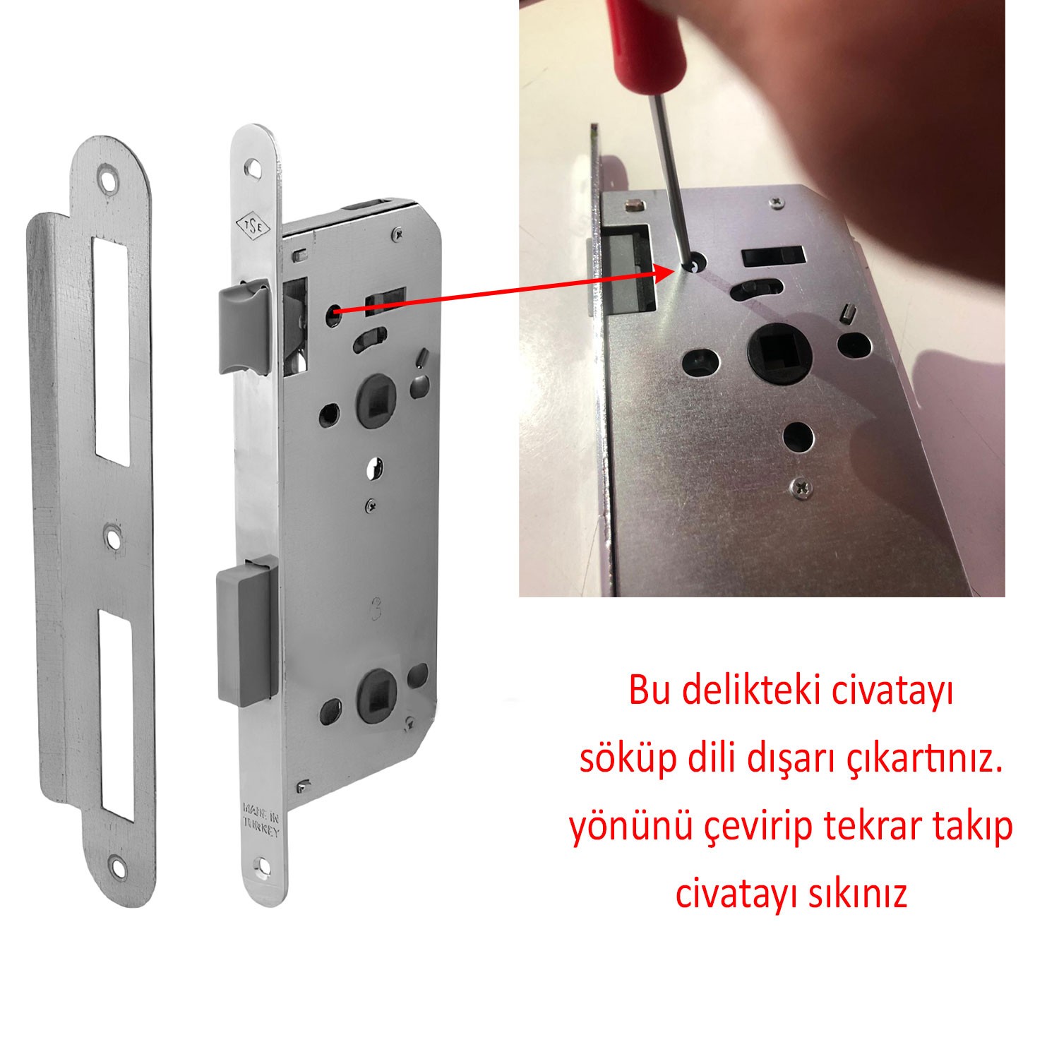 Banyo Wc Sessiz Kapı Gömme Kilidi 45 mm İç Silindirsiz Barelsiz Dayanıklı Metal Kilit Mekanizması
