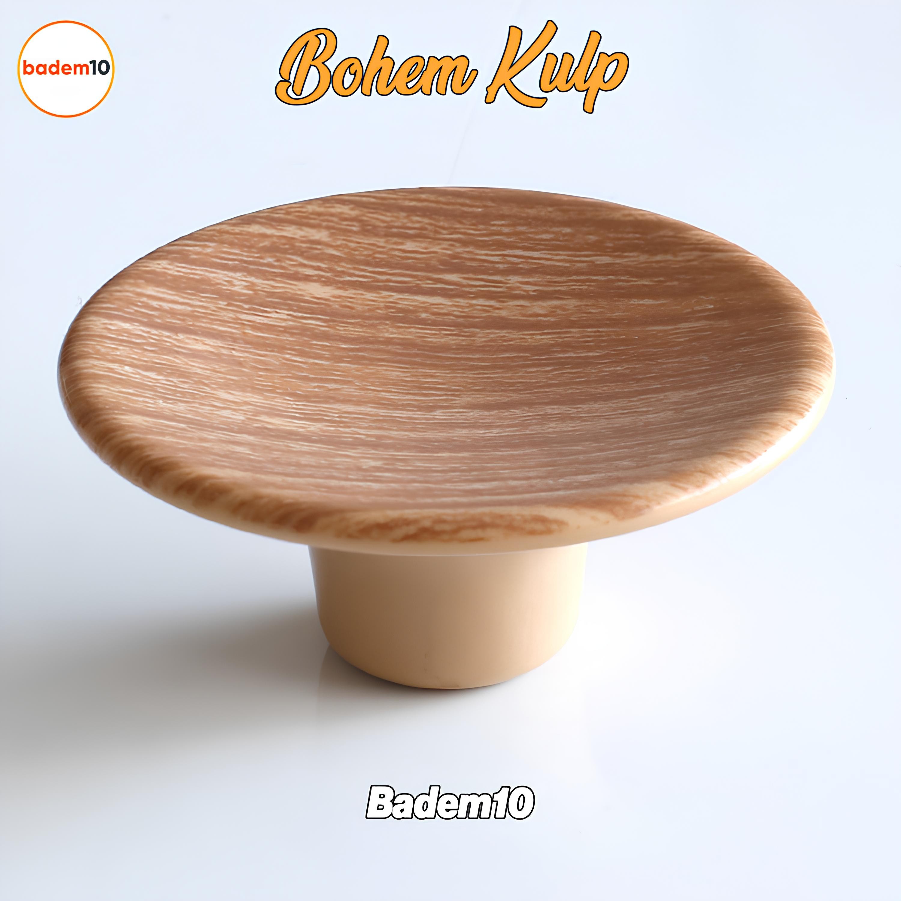 Bohem Plastik İç Bükey Kulp Açık Ceviz Renk Mobilya Mutfak Dolap Dolabı Çekmece Kulpu Kulbu Tek Vida
