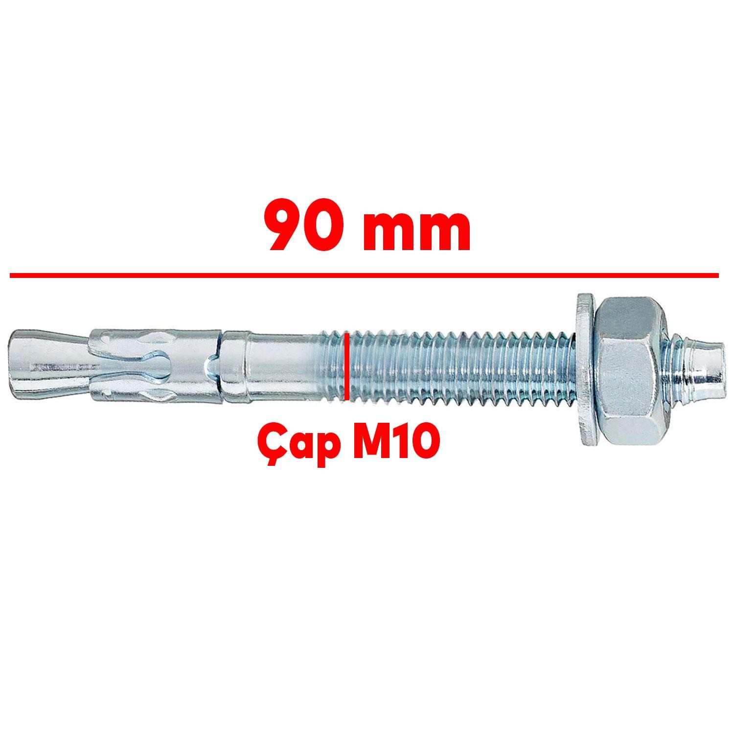 Klipsli Çelik Dübel M10x90 mm