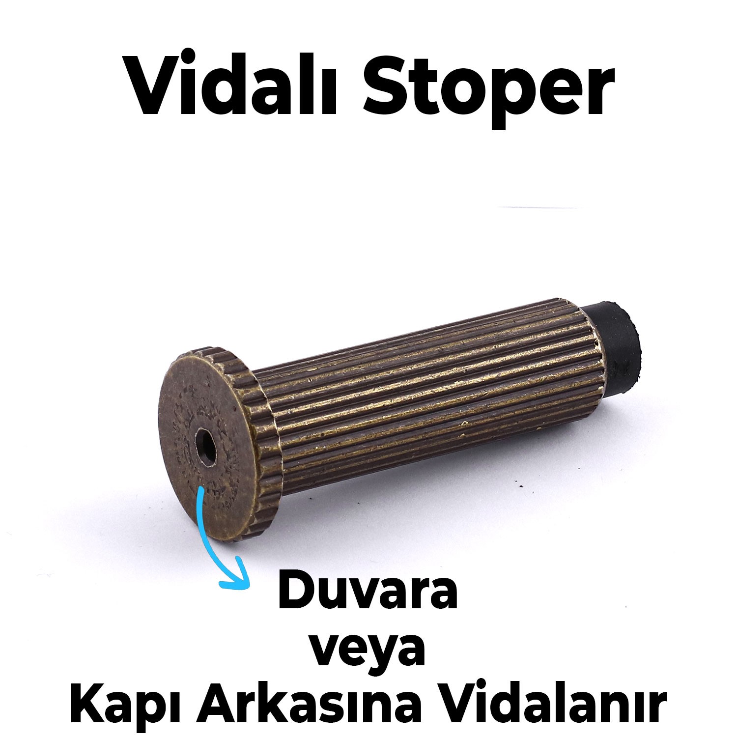 Kapı Stoperi Tamponu Eskitme Antik Vidalı Metal Tutacağı Tutucu Kapı Arkası Duvar Kolu Stopu Takozu