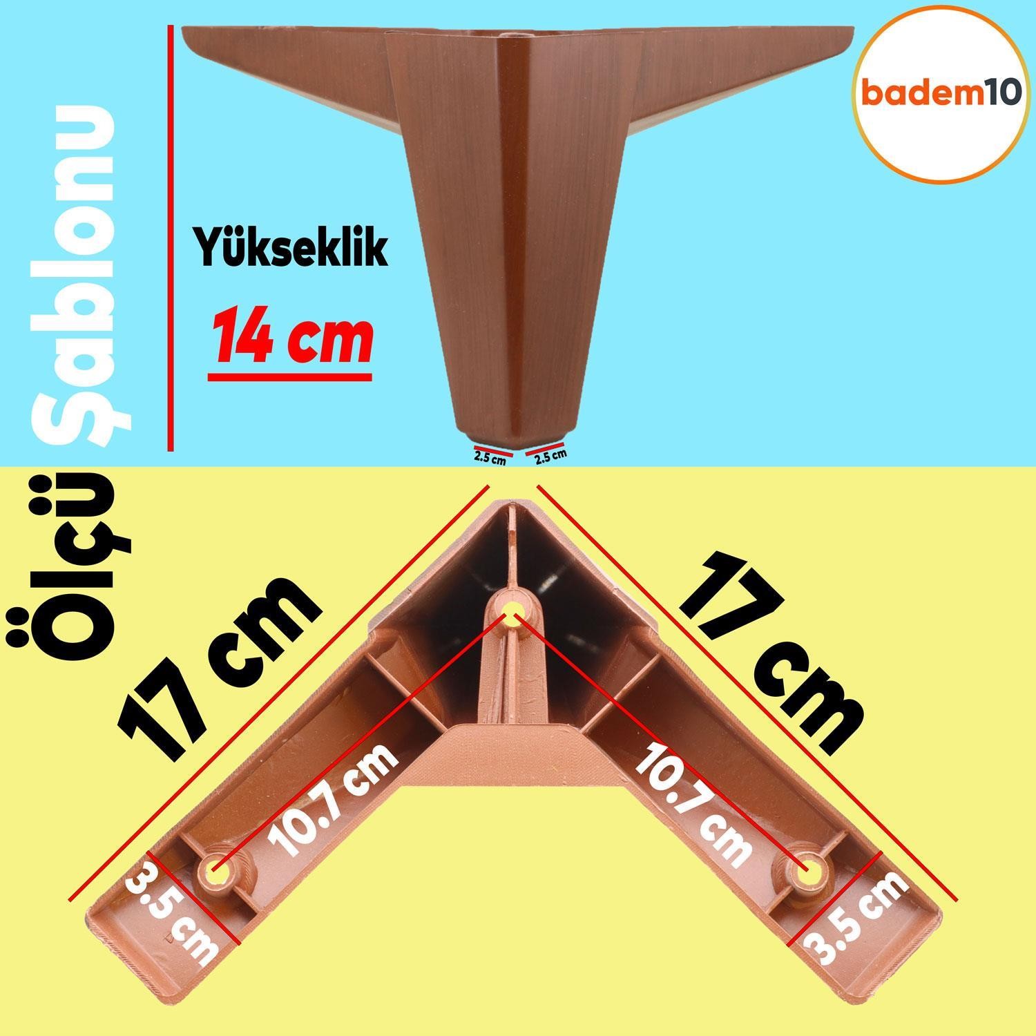 Sedir Lüks Mobilya Kanepe Sehpa TV Ünitesi Koltuk Ayağı 14 cm Ahşap Desenli Kahverengi Ayak 4 Adet