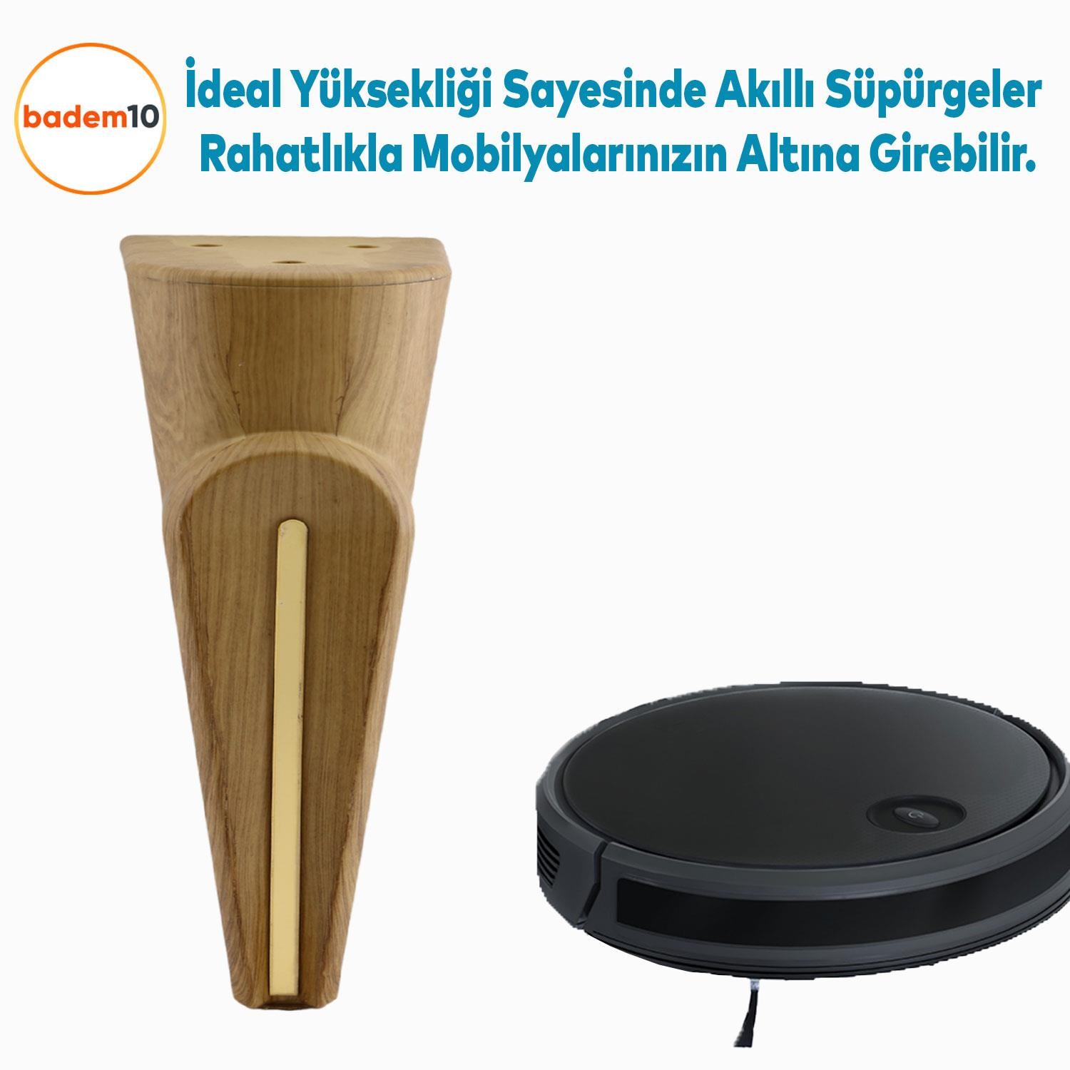 Nota Mobilya Kanepe Sehpa TV Ünitesi Koltuk Ayağı Baza Ayakları Ahşap Desenli Kahverengi Ceviz 16 cm