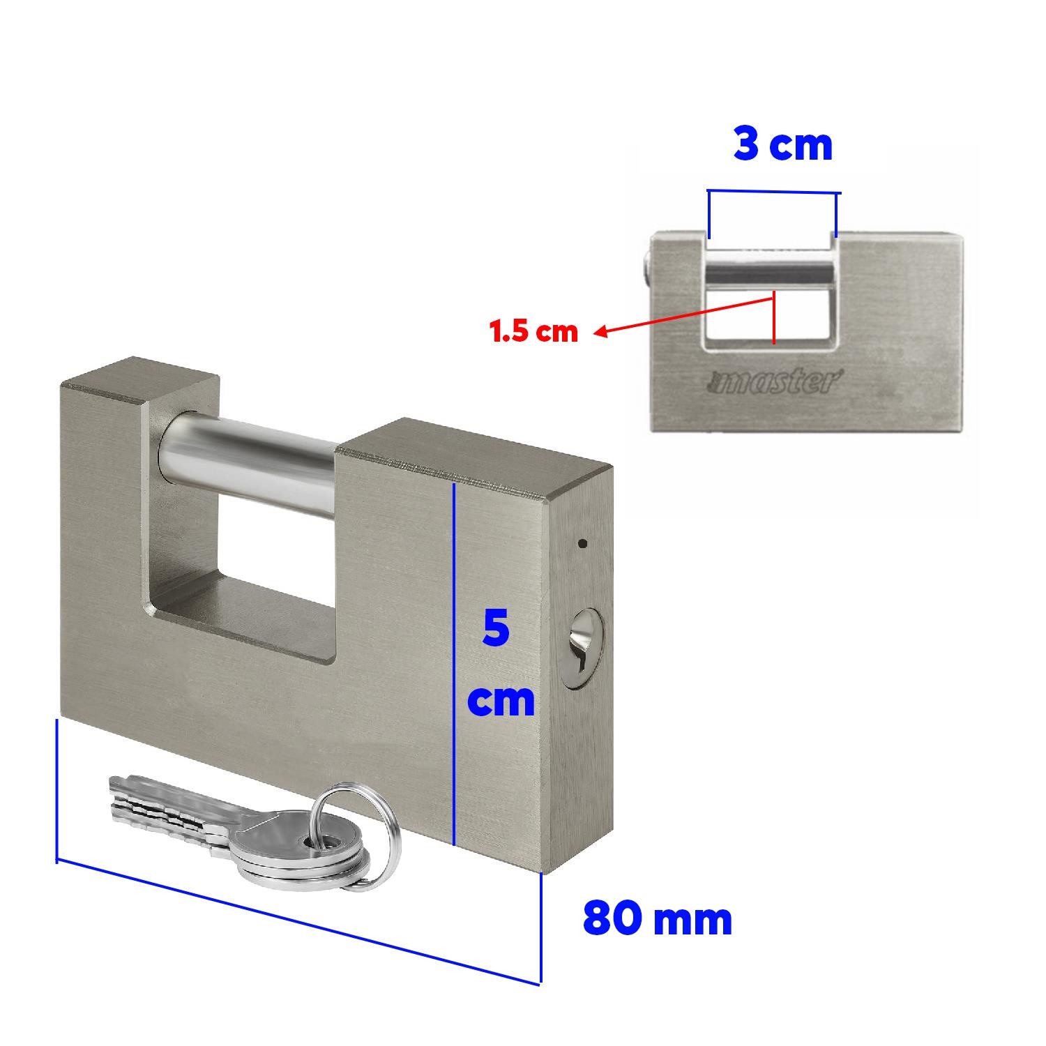 Kepenk İşyeri Kapısı Kilidi Yassı Kayar Milli Saten Asma Kilit Kapı Emniyet 80 mm 3 Anahtarlı Metal