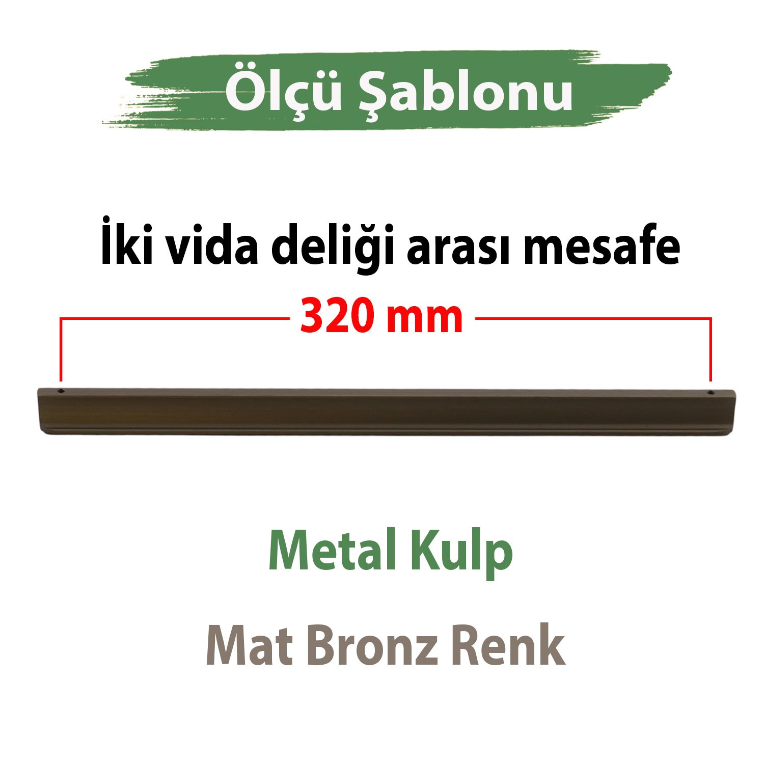 Dombay Mat Bronz Metal Kulp 320 mm 32 cm  Mutfak Dolabı Kulbu Kulpu Mobilya Çekmece Dolap Kulpları