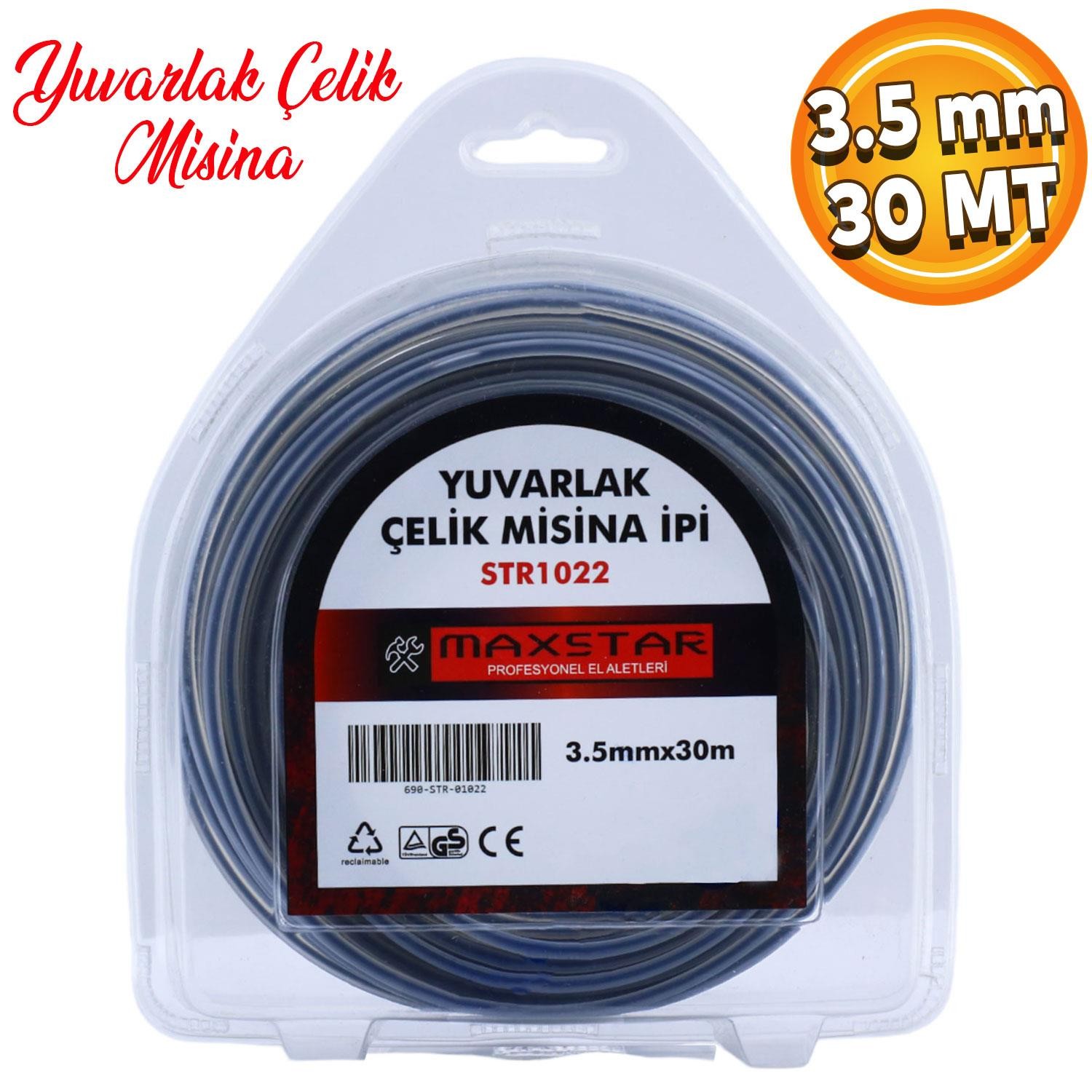 Misina Motorlu Tırpan Yuvarlak Çelik Misina İpi Teli 3.5 mm 30 Metre