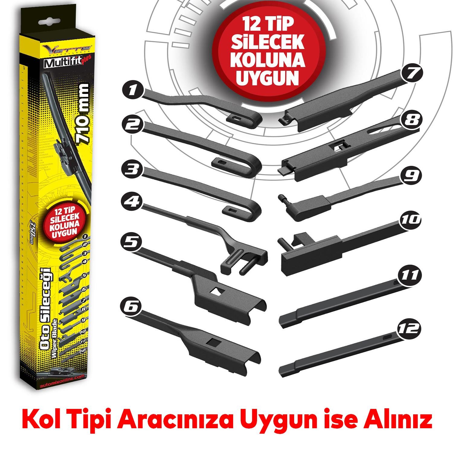 Vette Plus Multifit Araba Araç Otomobil Oto Ön Cam Arka Cam Silecek Muz Sileceği 710 mm 39691