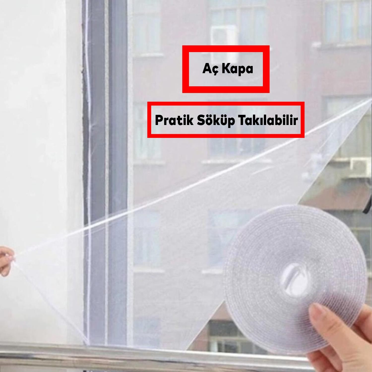Bulmax Çift Kanat Hazır Sineklik Sök Tak Pratik Yıkanabilir Pencere Kapı Sinekliği 150x120 cm
