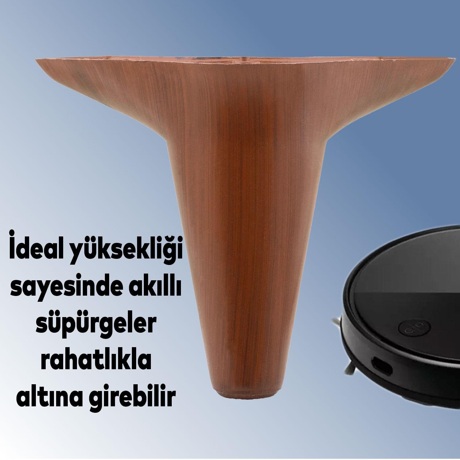 Aspen 6'lı Set Mobilya Tv Ünitesi Çekyat Koltuk Kanepe Baza Destek Ayağı Ayakları 12 Cm Kahverengi