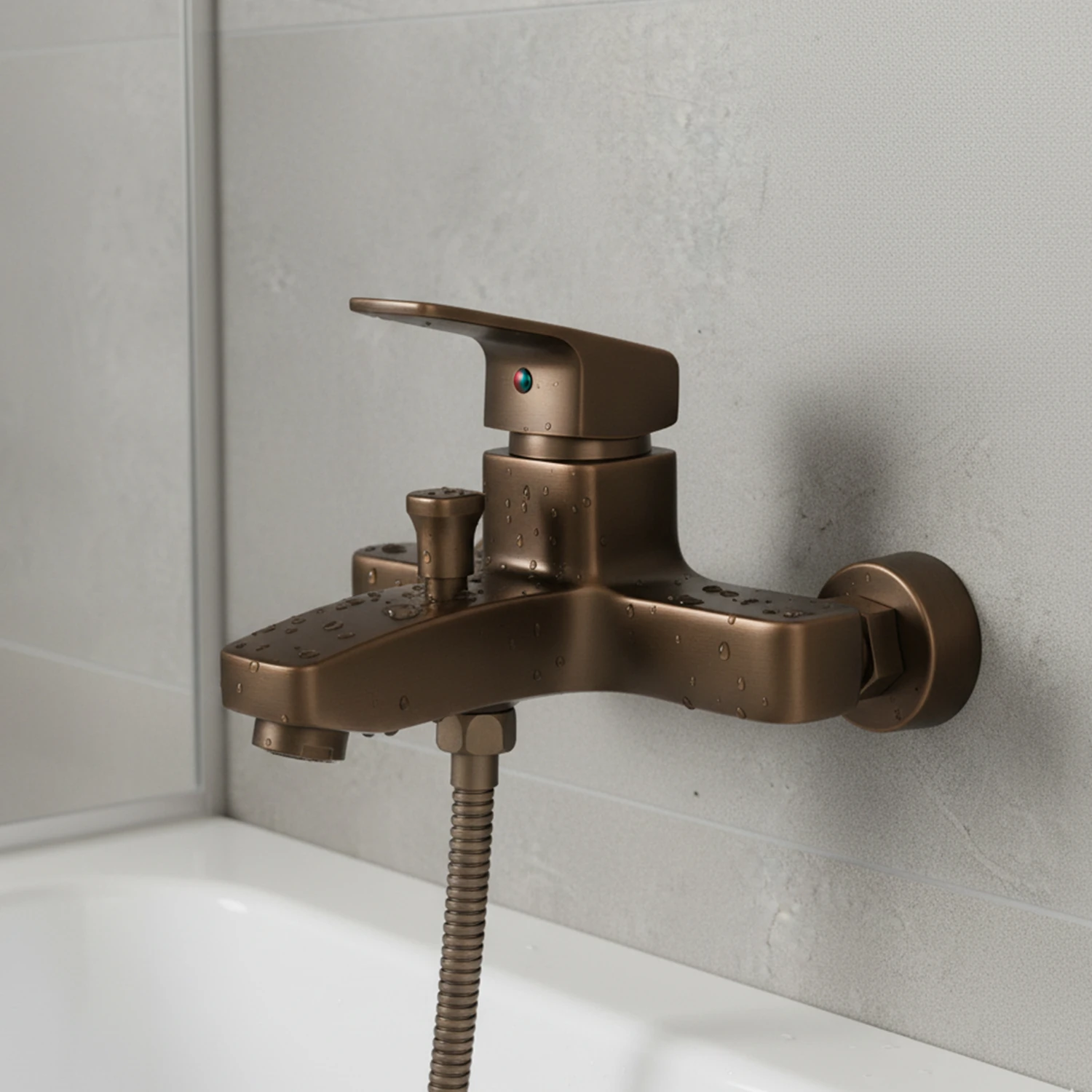 Premium Bronz 0250BR Aç Kapa Banyo Bataryası Duvar Tipi Modern Sıcak Soğuk Ayarlı Armatür