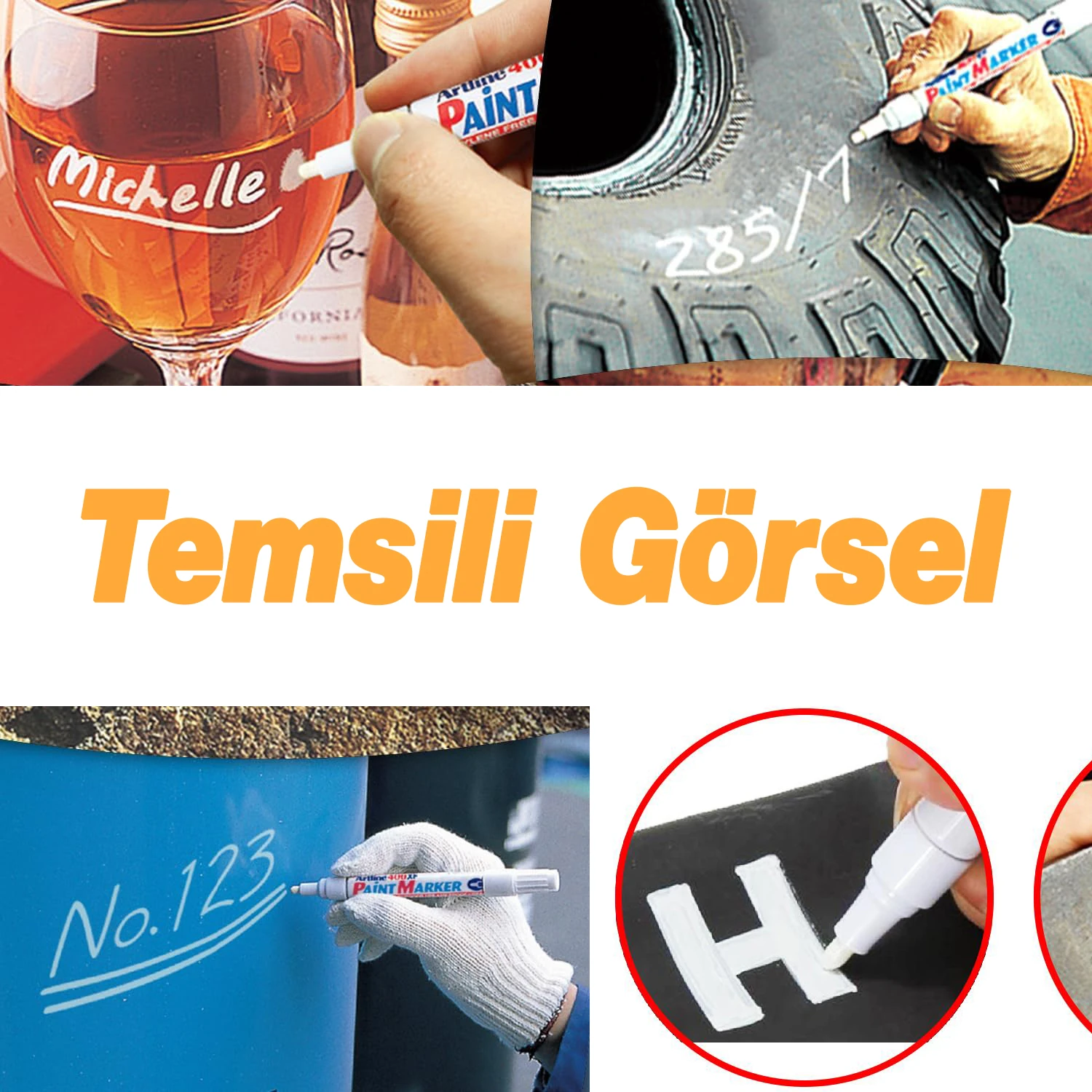 Markalama Kalemi Markör Kalıcı İşaretleyici Marker Beyaz Kalem Metal Plastik Cam Ahşap Yüzey