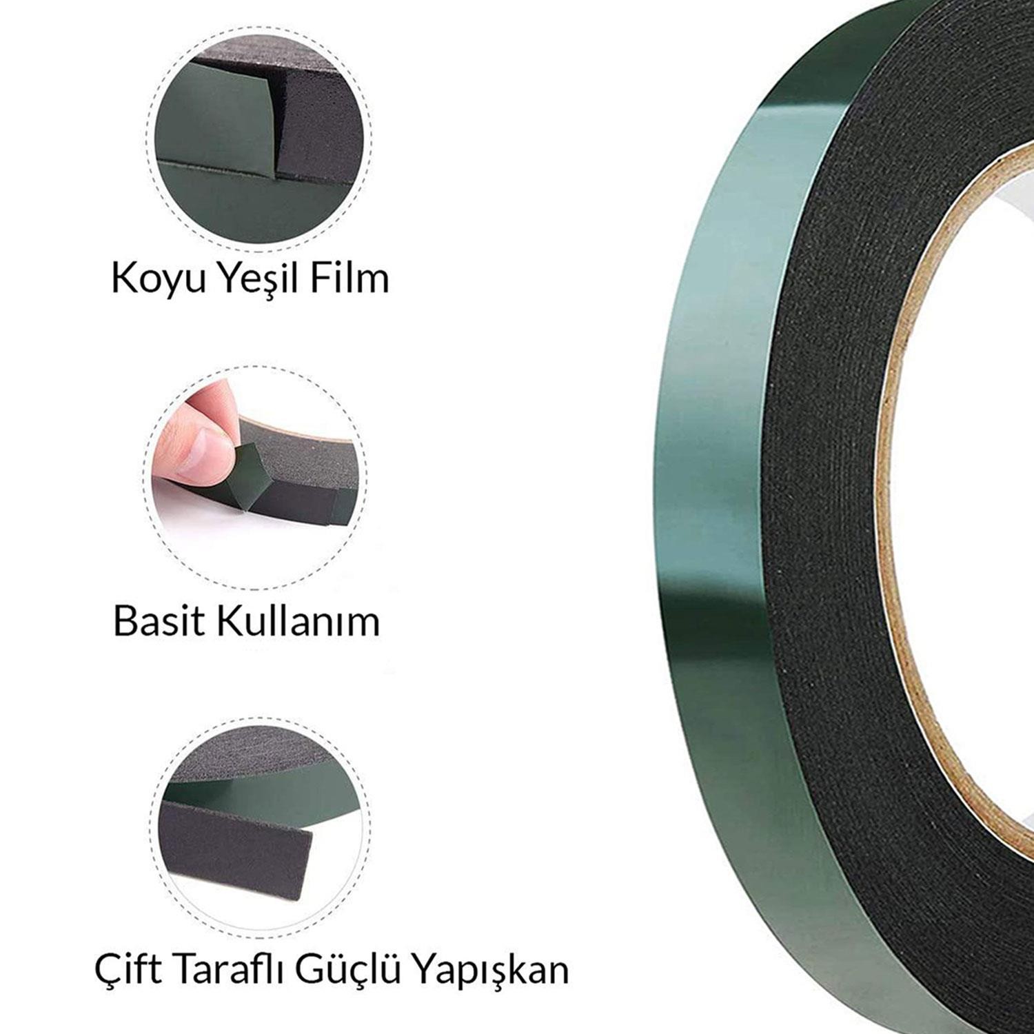 Çift Taraflı Köpük Bant Eva Montaj Bandı Siyah 15 mm x 10 Metre