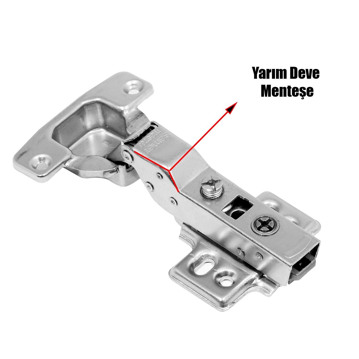 Samet Master Frenli Dolap Kapak Menteşesi Pistonlu Yarım Deve Tas Menteşe