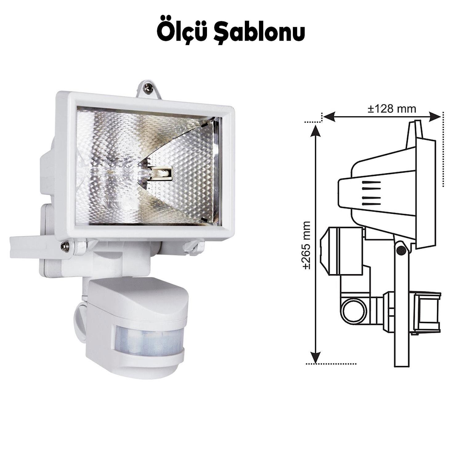 Klaus 500 Watt Sensörlü Halojen Projektör Lamba Bahçe Sokak Yol Aydınlatma Lambası Sarı Işık 7500 Lumen