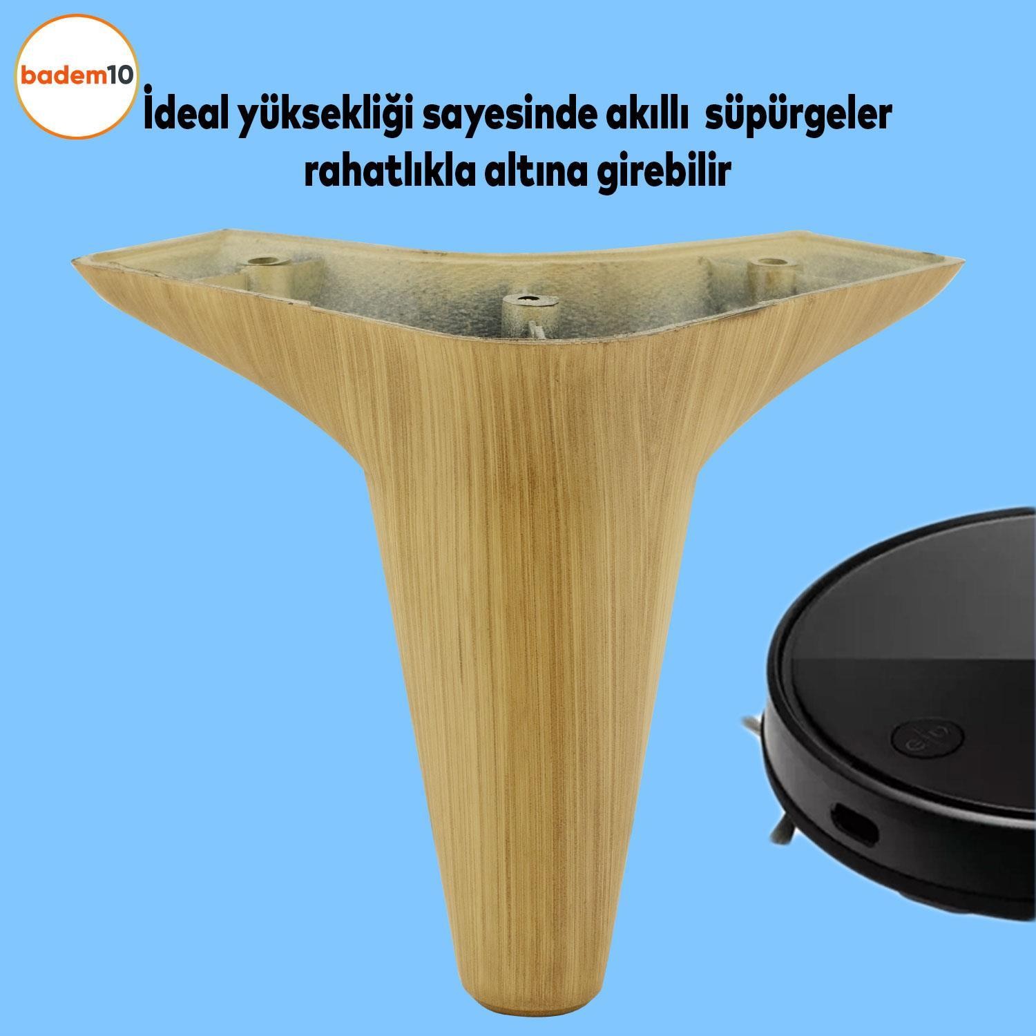 Aspen 12'li Set Mobilya Kanepe Koltuk Tv Ünitesi Ayağı Ayakları Destek 12 Cm Kahve Robot Süpürge