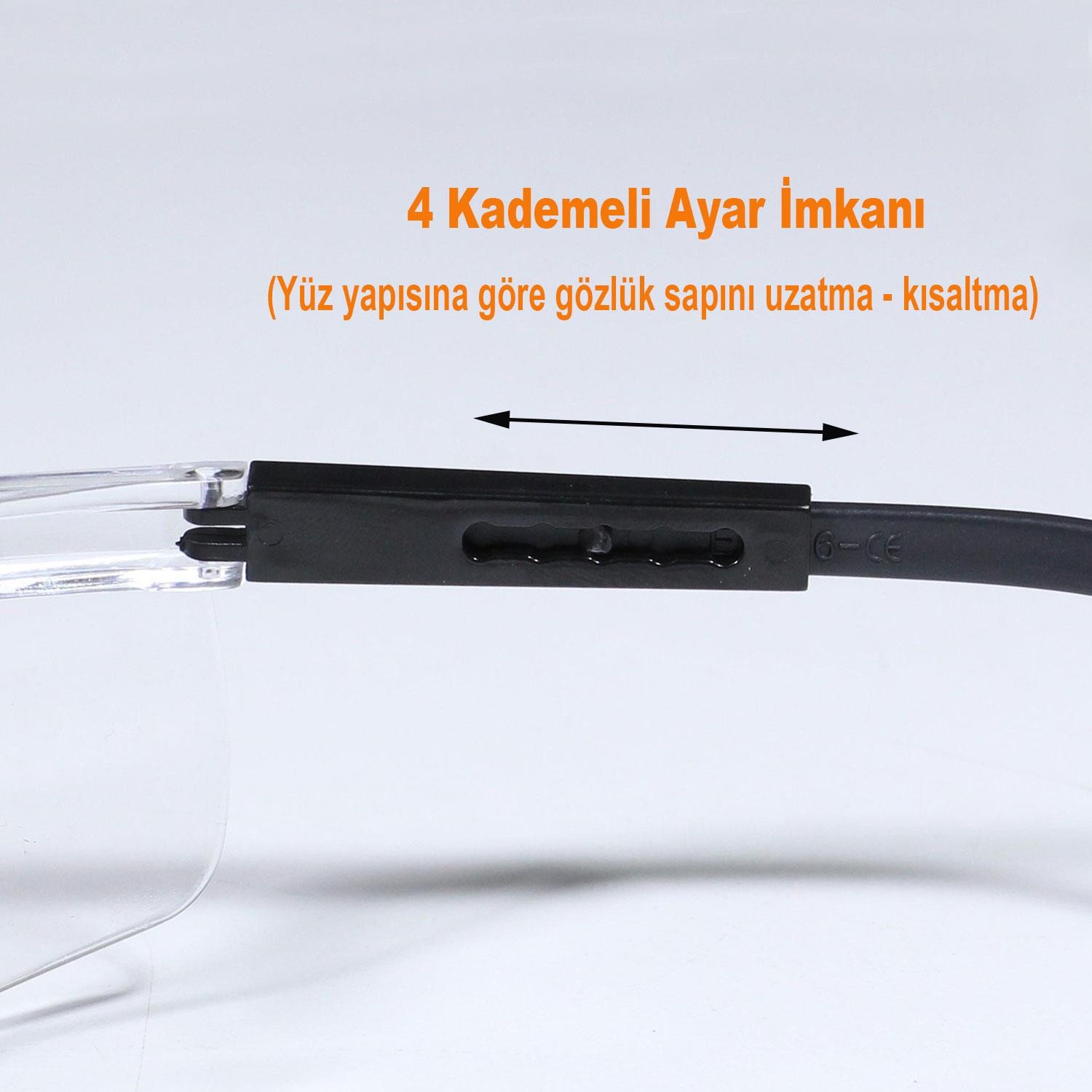 Baymax İş Güvenlik Gözlüğü Kulak Ayarlı Koruyucu Gözlük Şeffaf