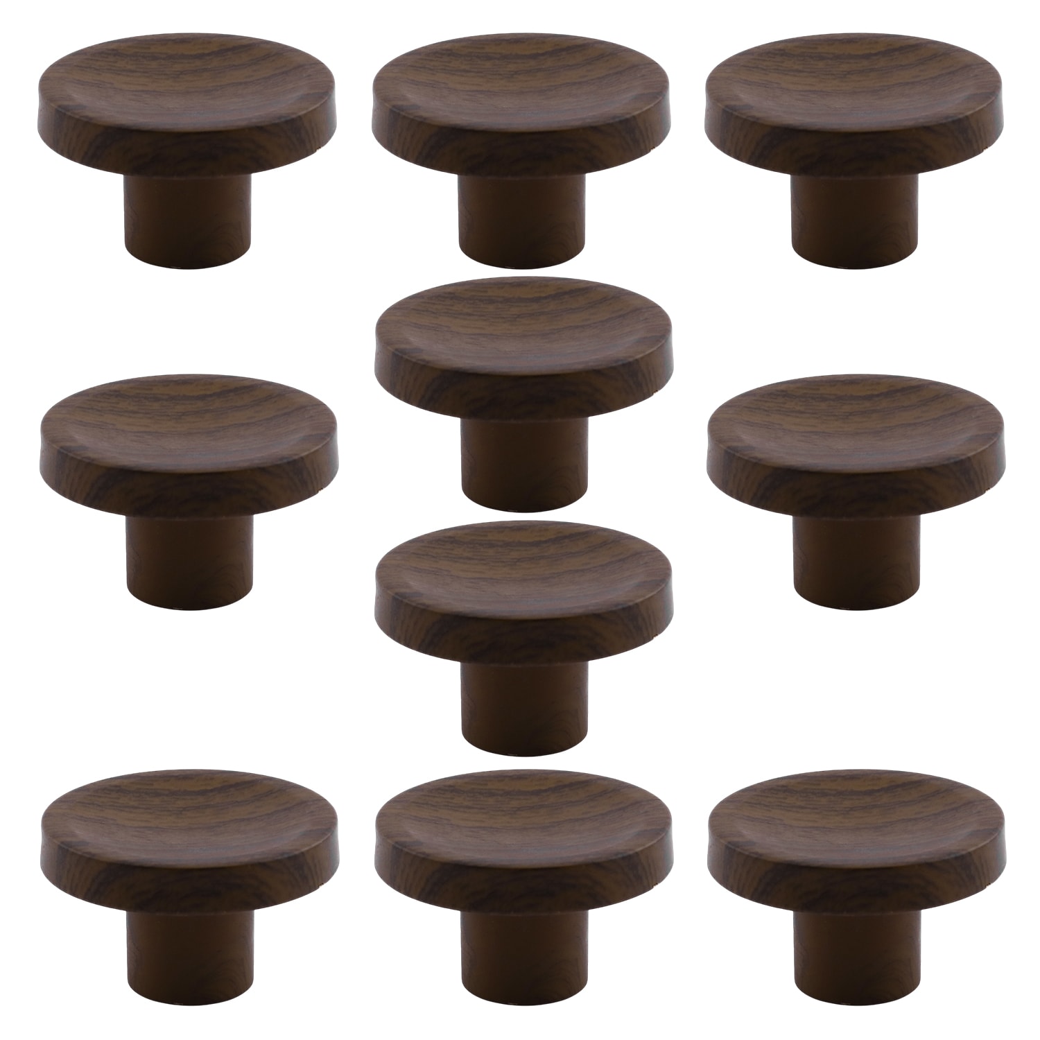 Tek Vidalı (10 Adet) İç Bükey Plastik Düğme Kulp Kestane Kahvesi Mobilya Dolap Çekmece Kulpu Kulbu