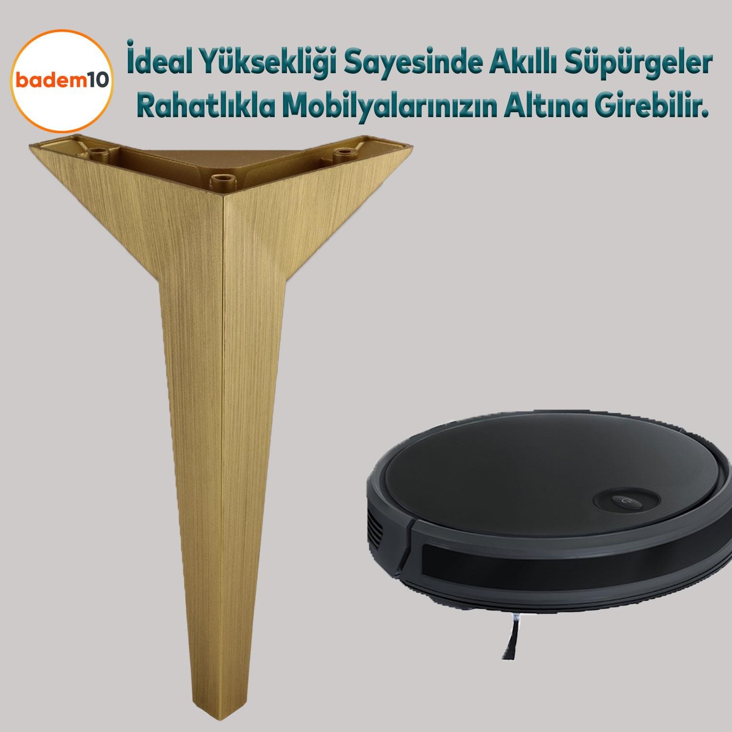 Moderno Mobilya Kanepe Sehpa TV Ünitesi Baza Koltuk Ayağı Çekyat Sarı Gold Altın Eskitme 23 cm Ayak