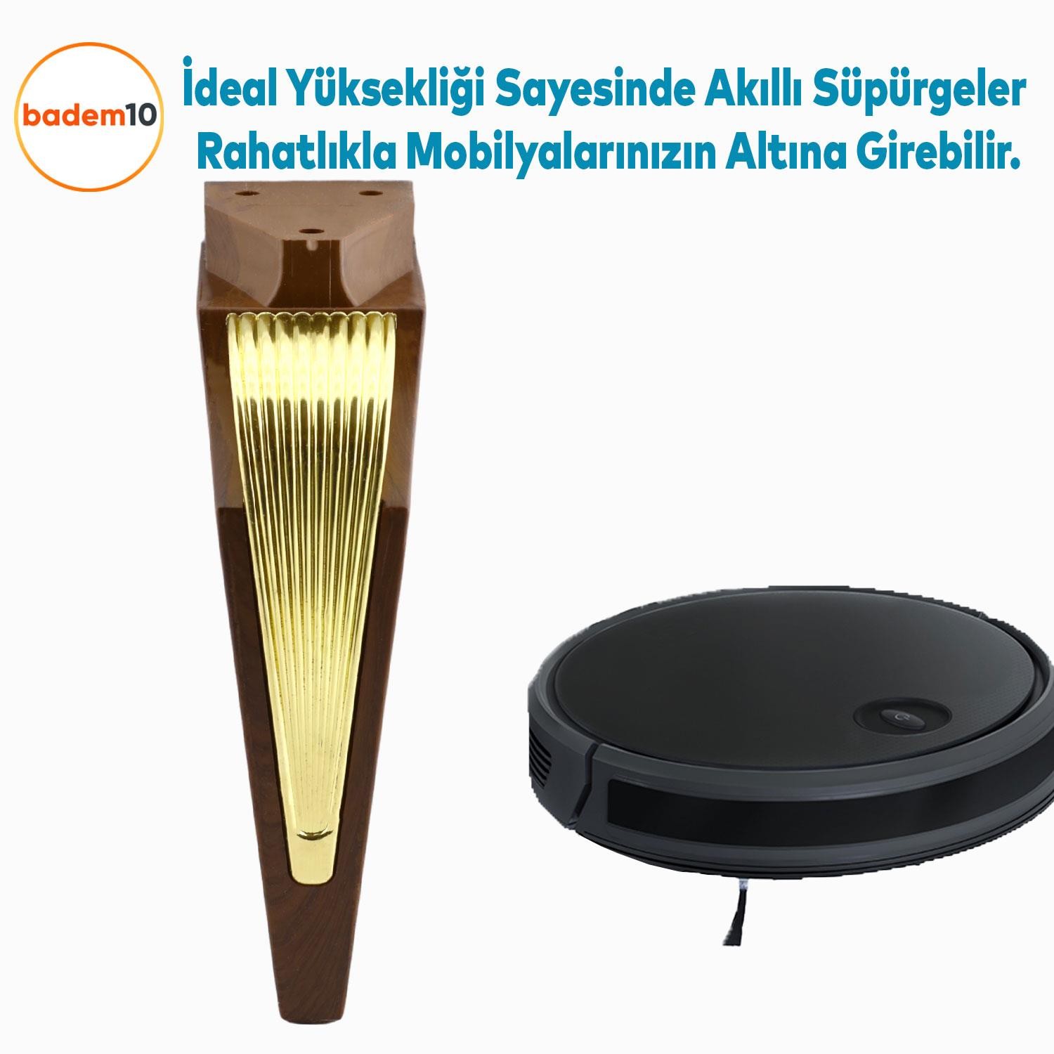 Salkım Mobilya Oturma Grubu Kanepe Tv Ünitesi Konsol Koltuk Ayağı Ayakları Ceviz Altın 19 Cm