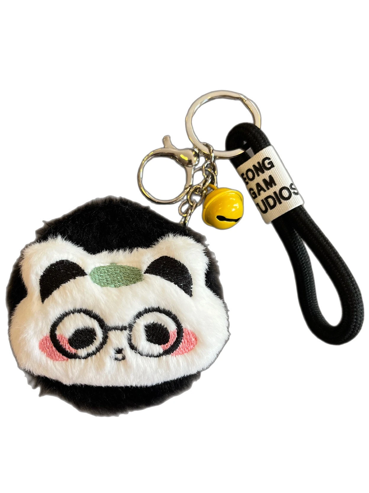 Mini Peluş Cep Aynası Panda Siyah Anahtarlık Zilli