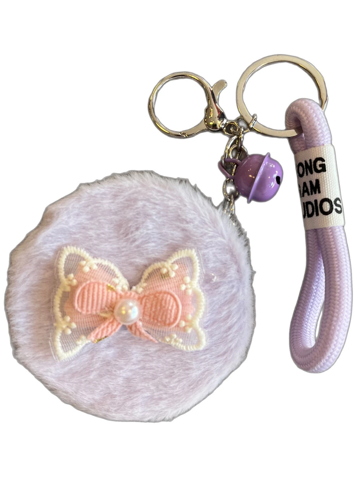 Mini Peluş Cep Aynası Mavi Anahtarlık Zilli 