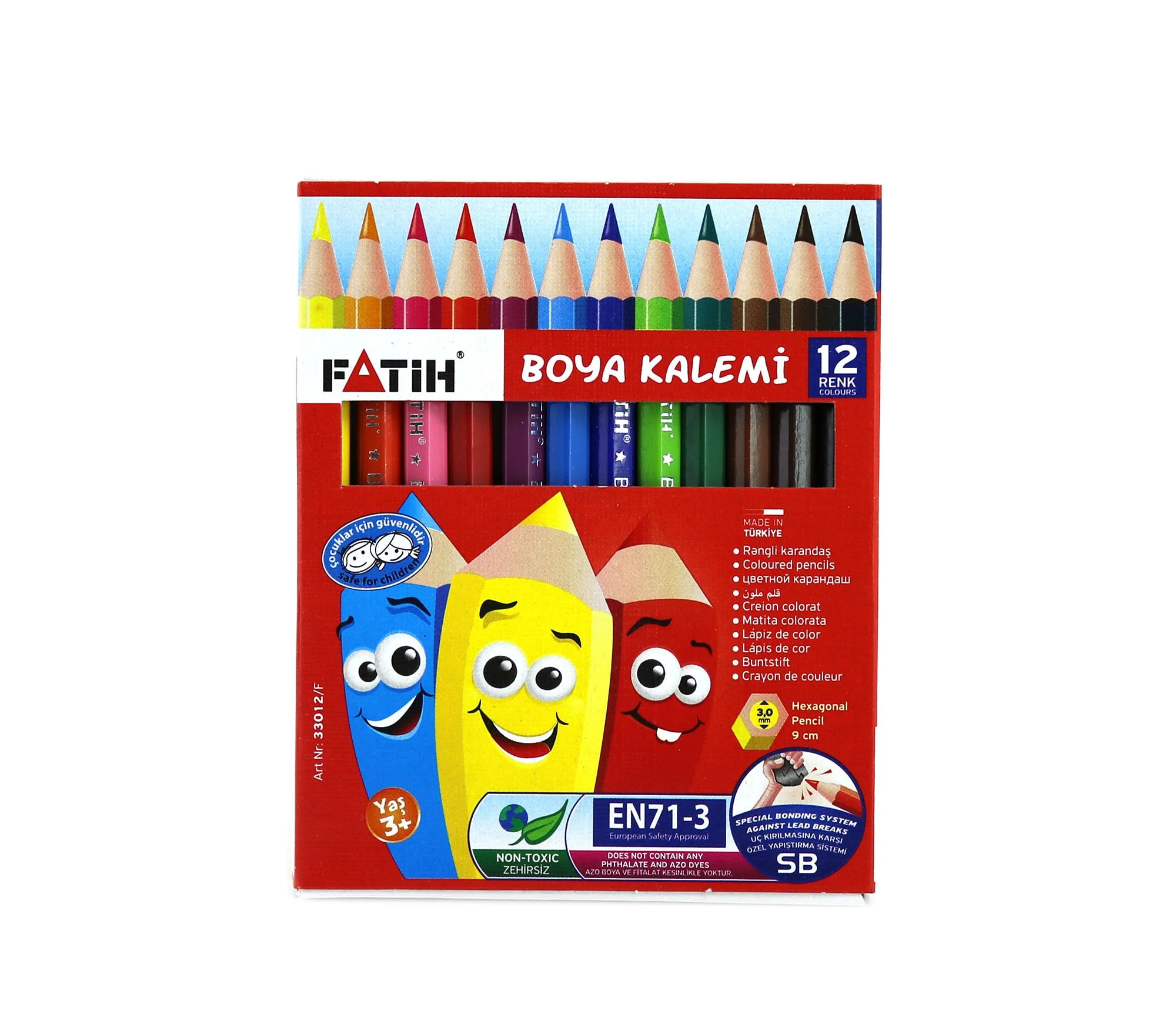 Fatih 12 Renk Boya Kalemi Yarım Boy Kuru Boya