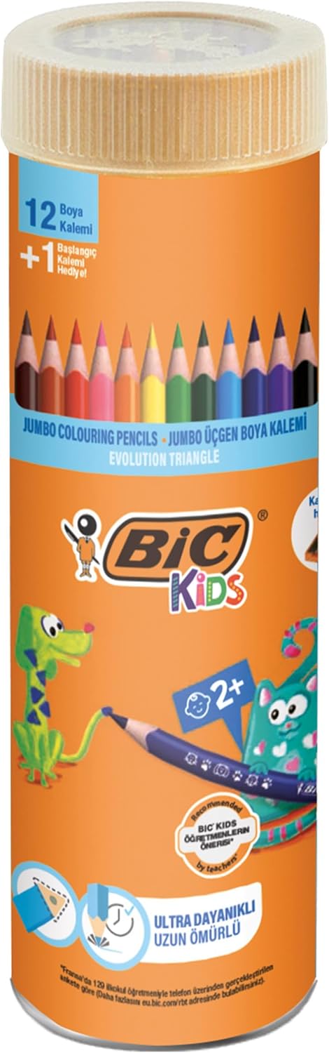 Bic Kids Üçgen Jumbo Boya Kalemi 12+1 Evolotion