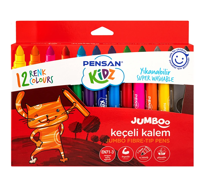 Pensan Kidz Jumbo Keçeli Kalem 12 Renk