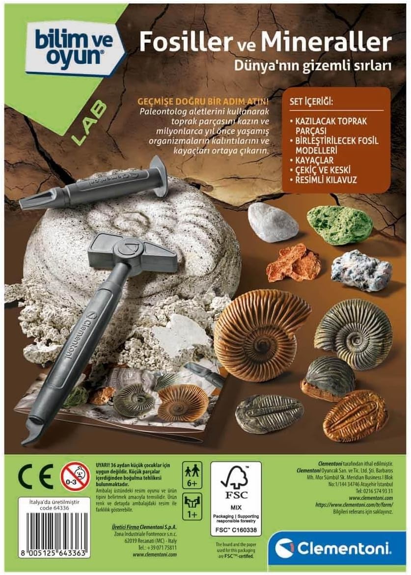 Bilim ve Oyun Fosiller ve Mineraller Kazı Seti 64336
