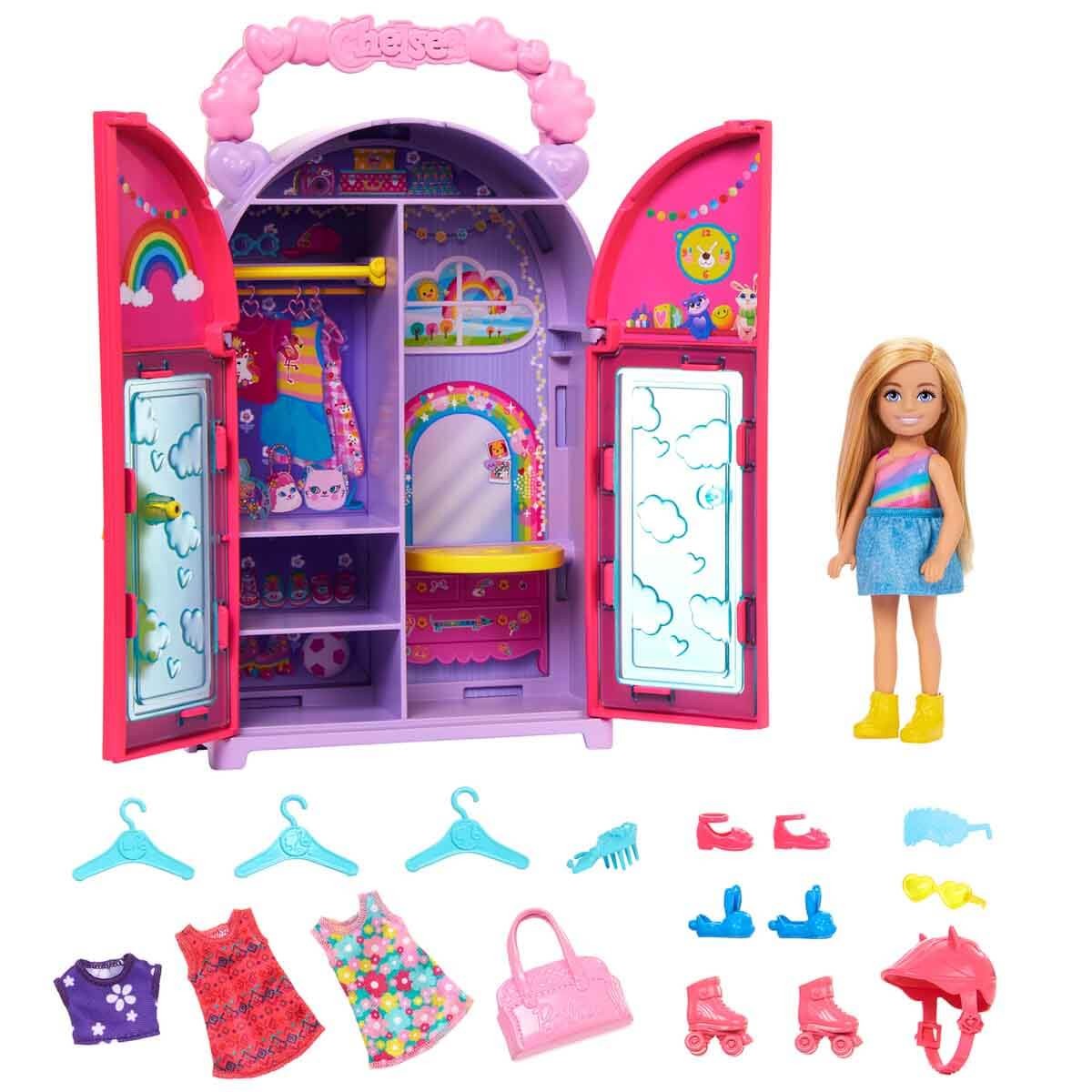 Barbie Chelsea Bebek ve Oyun Seti HXN03 Giysi Dolabı ve Aksesuarlar