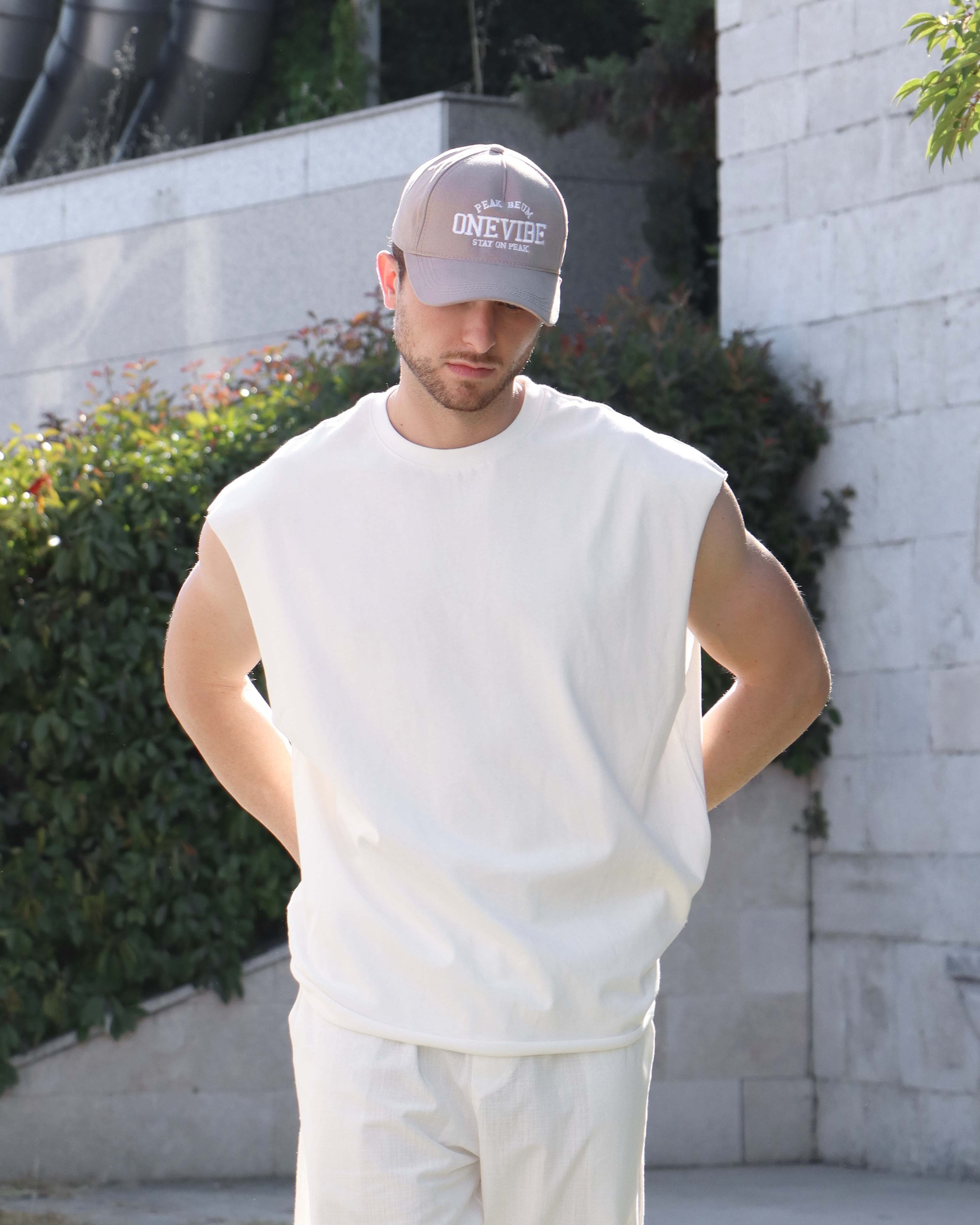 KOLSUZ OVERSIZE TİŞÖRT - EKRU