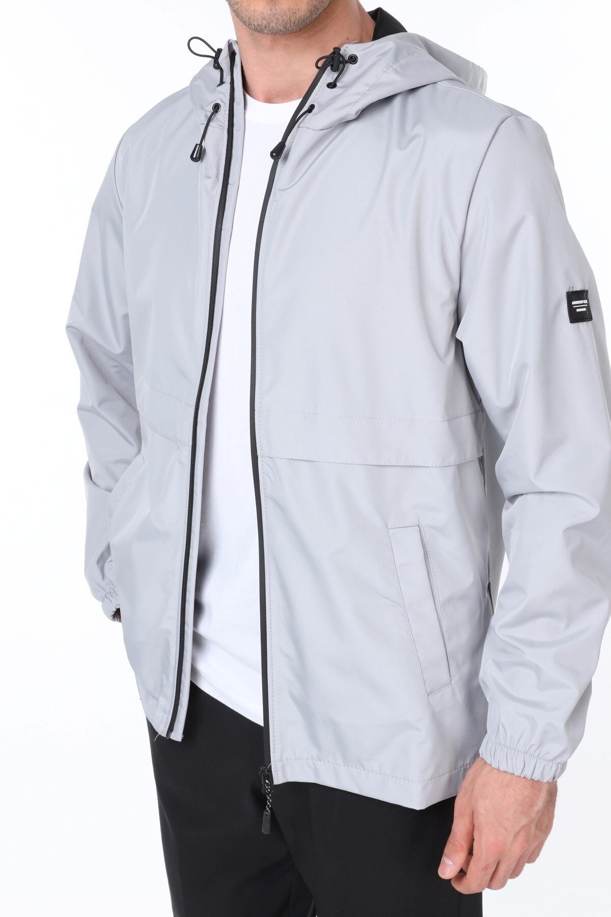 Ghassy Co.Erkek Rüzgarlık/Yağmurluk Outdoor Yırtmaç Detaylı Mevsimlik Taş Spor Ceket - GRİ
