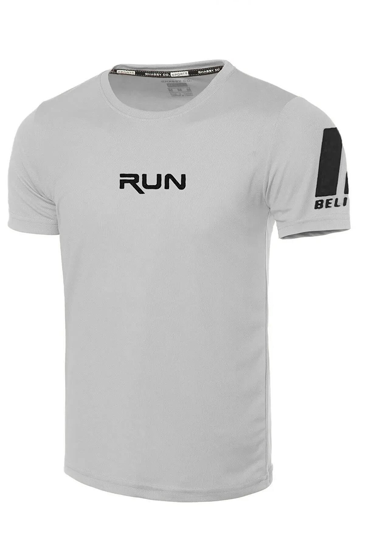 Ghassy Co Ghassy Co. Erkek Nem Emici Hızlı Kuruma Performans Running Spor T-shirt - Açık Gri