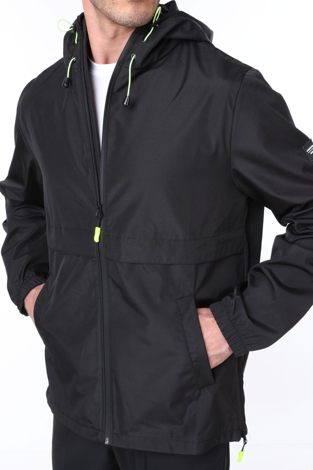Ghassy Co.Erkek Rüzgarlık/Yağmurluk Outdoor Yırtmaç Detaylı Mevsimlik Taş Spor Ceket - SİYAH