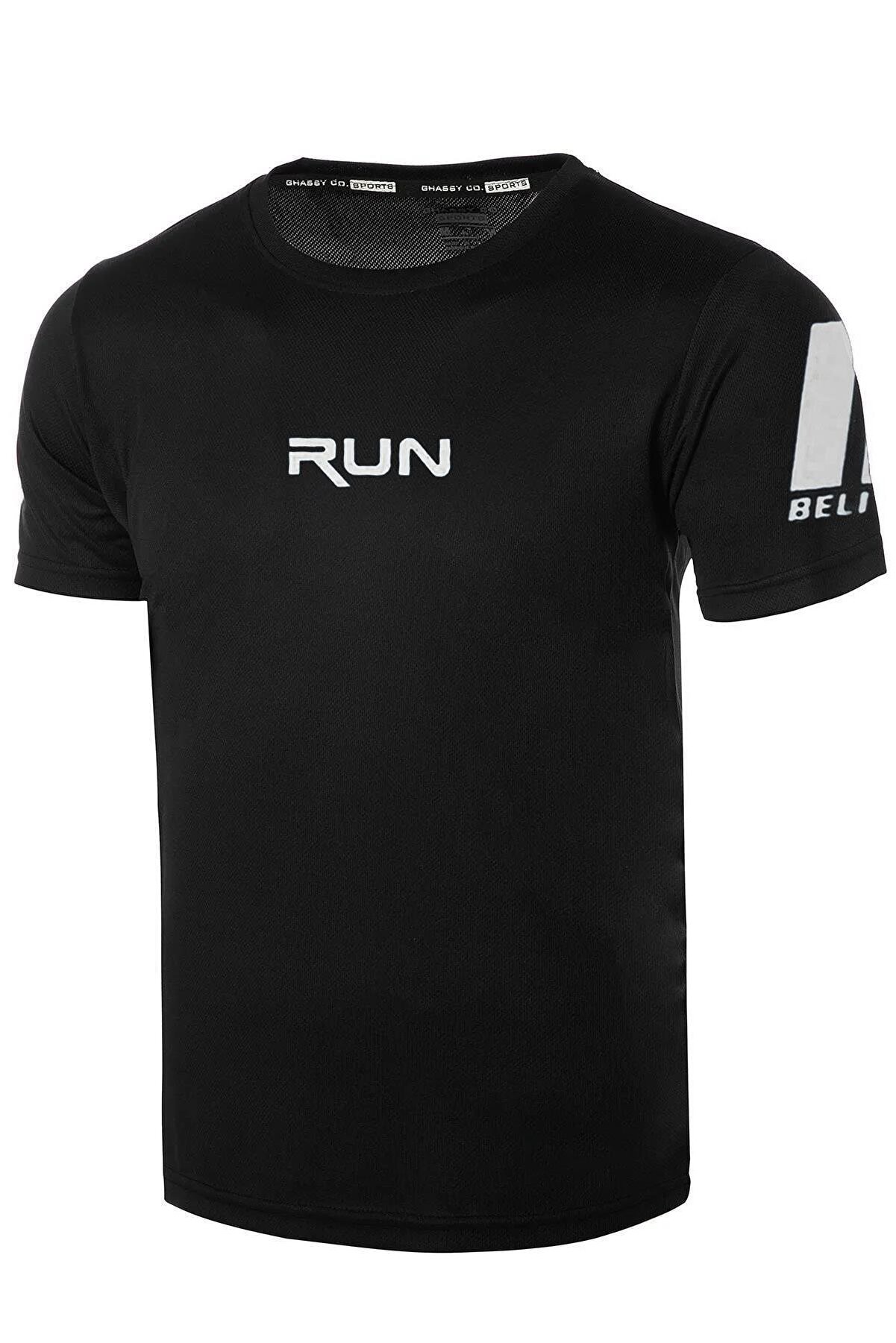 Ghassy Co Ghassy Co. Erkek Nem Emici Hızlı Kuruma Performans Running Spor T-shirt - Siyah