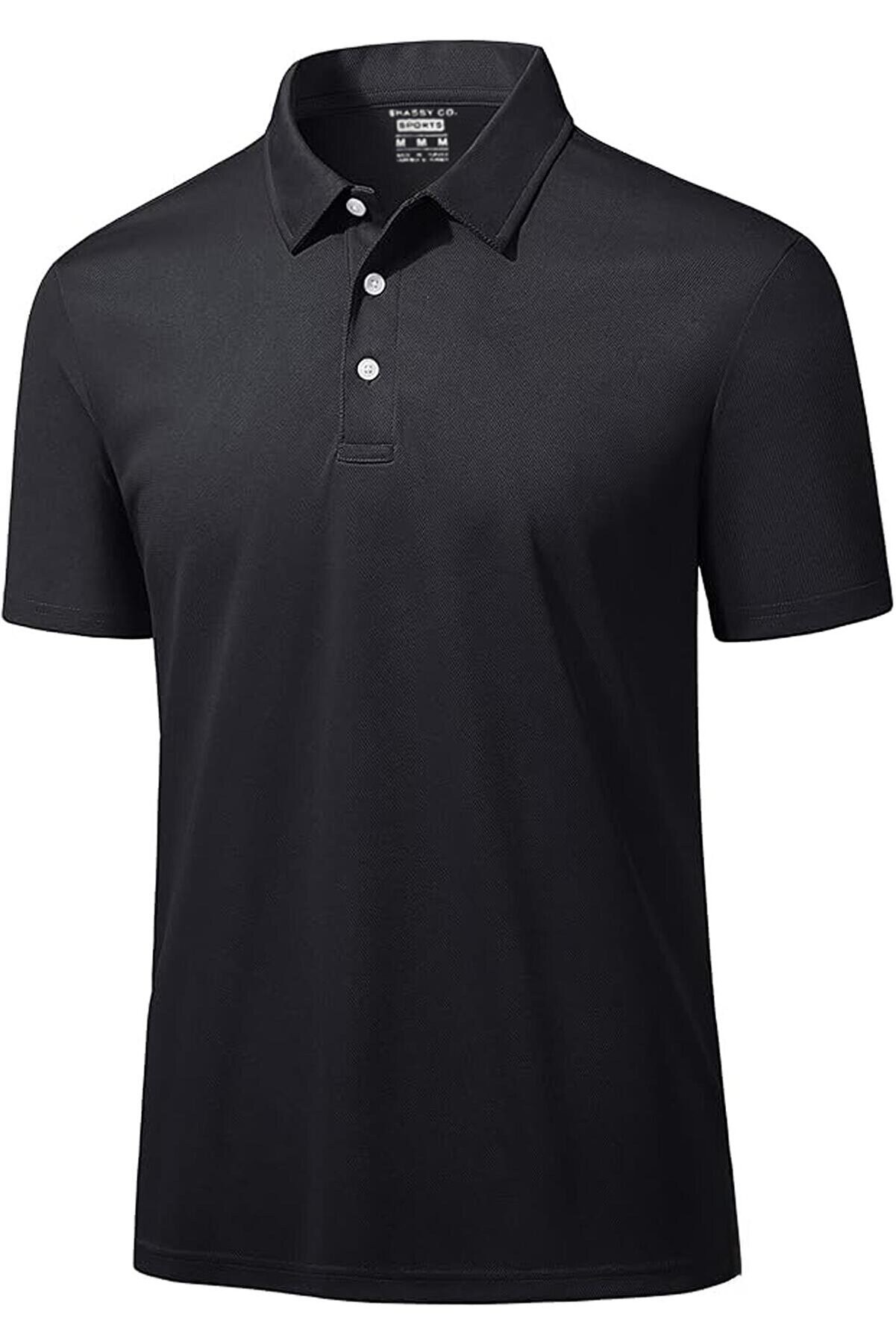 Ghassy Co. Erkek Golf Dry Fit Classic Tenis Casual Polo Yaka T-Shirt - SİYAH