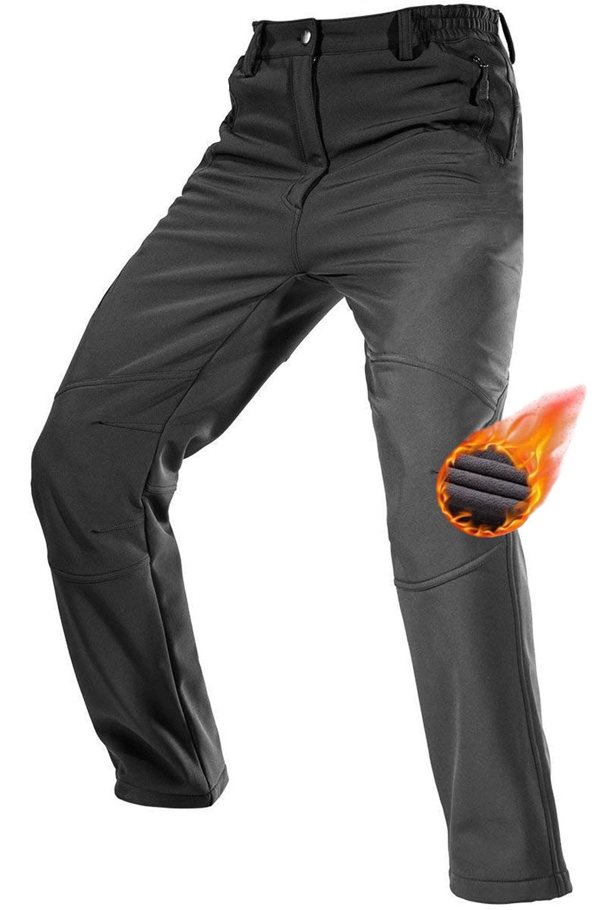 Ghassy Co. Erkek Çift Katmanlı Ultra Kalın Kışlık Kayak Motorcu Outdoor Softshell Pantolon