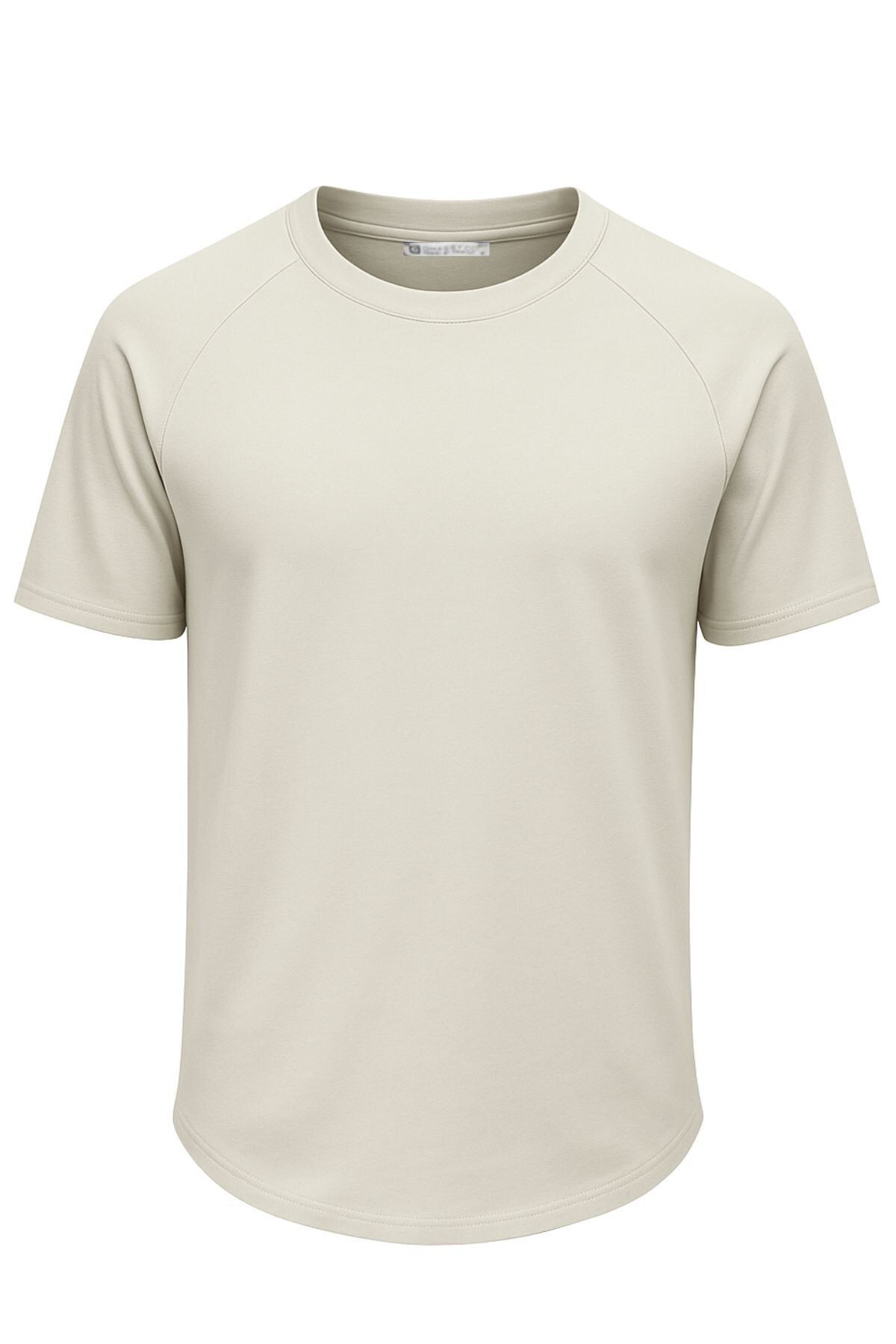 Ghassy Co. Erkek Reglan Oval Kesim %100 Pamuk Yumuşak Dokulu Bisiklet Yaka T-shirt