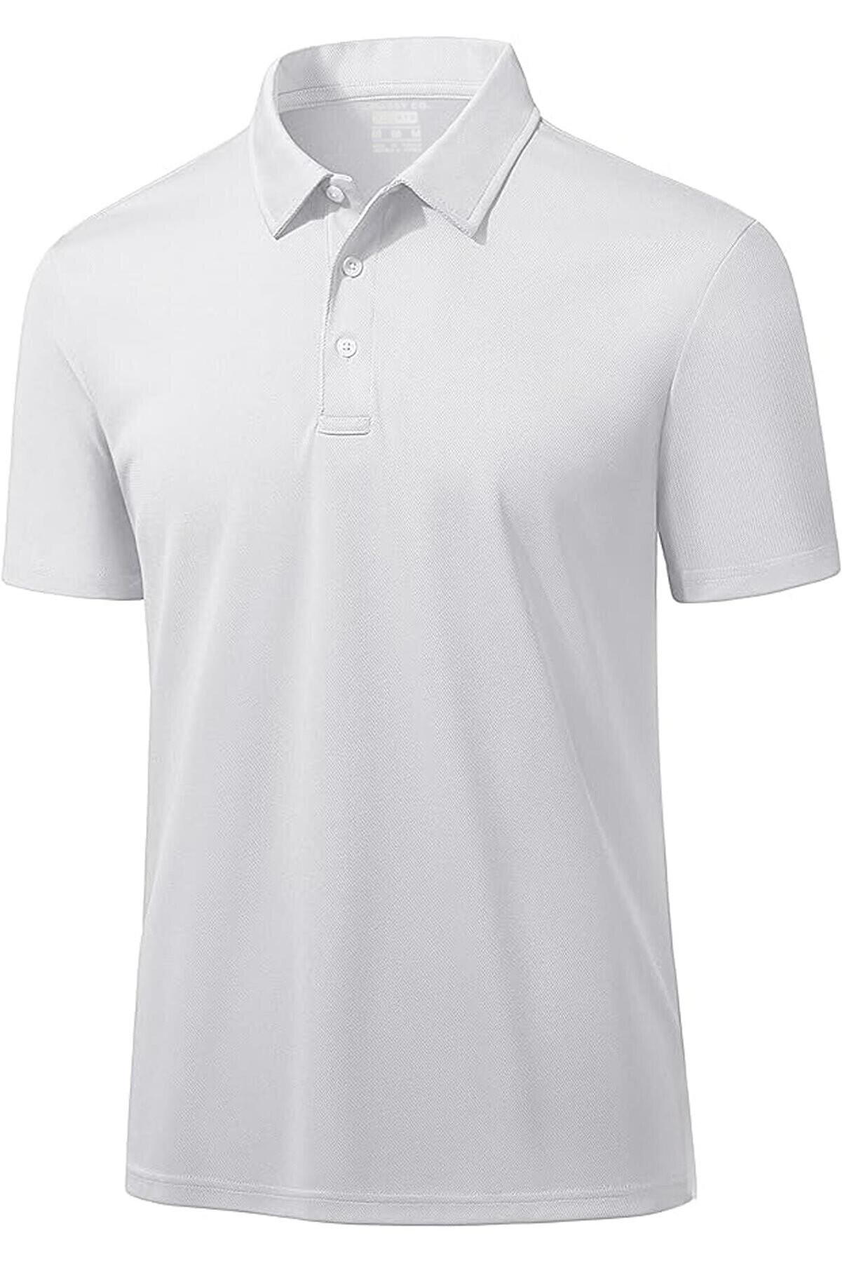 Ghassy Co. Erkek Golf Dry Fit Classic Tenis Casual Polo Yaka T-Shirt - BEYAZ