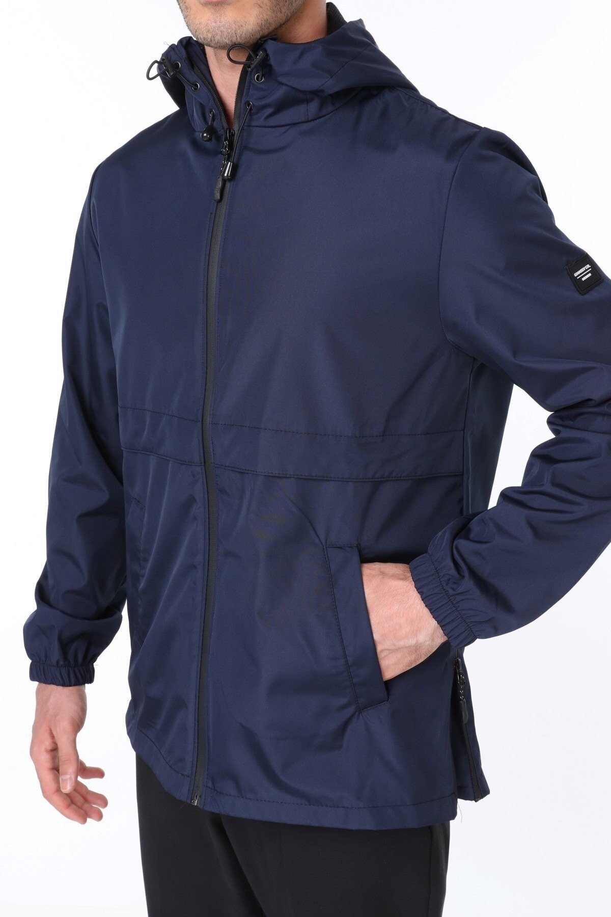 Ghassy Co.Erkek Rüzgarlık/Yağmurluk Outdoor Yırtmaç Detaylı Mevsimlik Taş Spor Ceket - LACİVERT