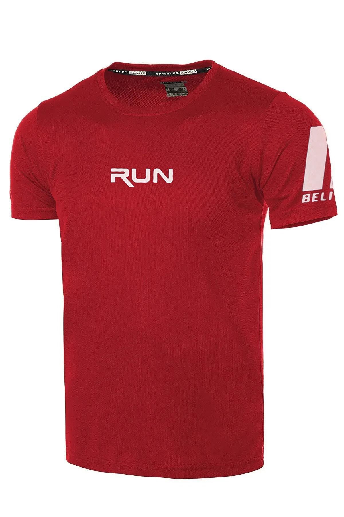 Ghassy Co Ghassy Co. Erkek Nem Emici Hızlı Kuruma Performans Running Spor T-shirt - Kırmızı