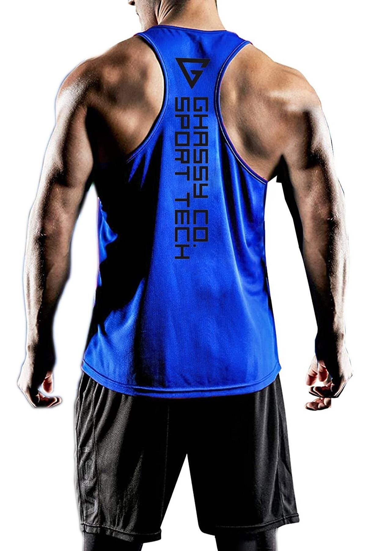 Ghassy Co. Erkek Dry Fit Y-Back Gym Fitness Sporcu Atleti GYM-101 - İNDİGO