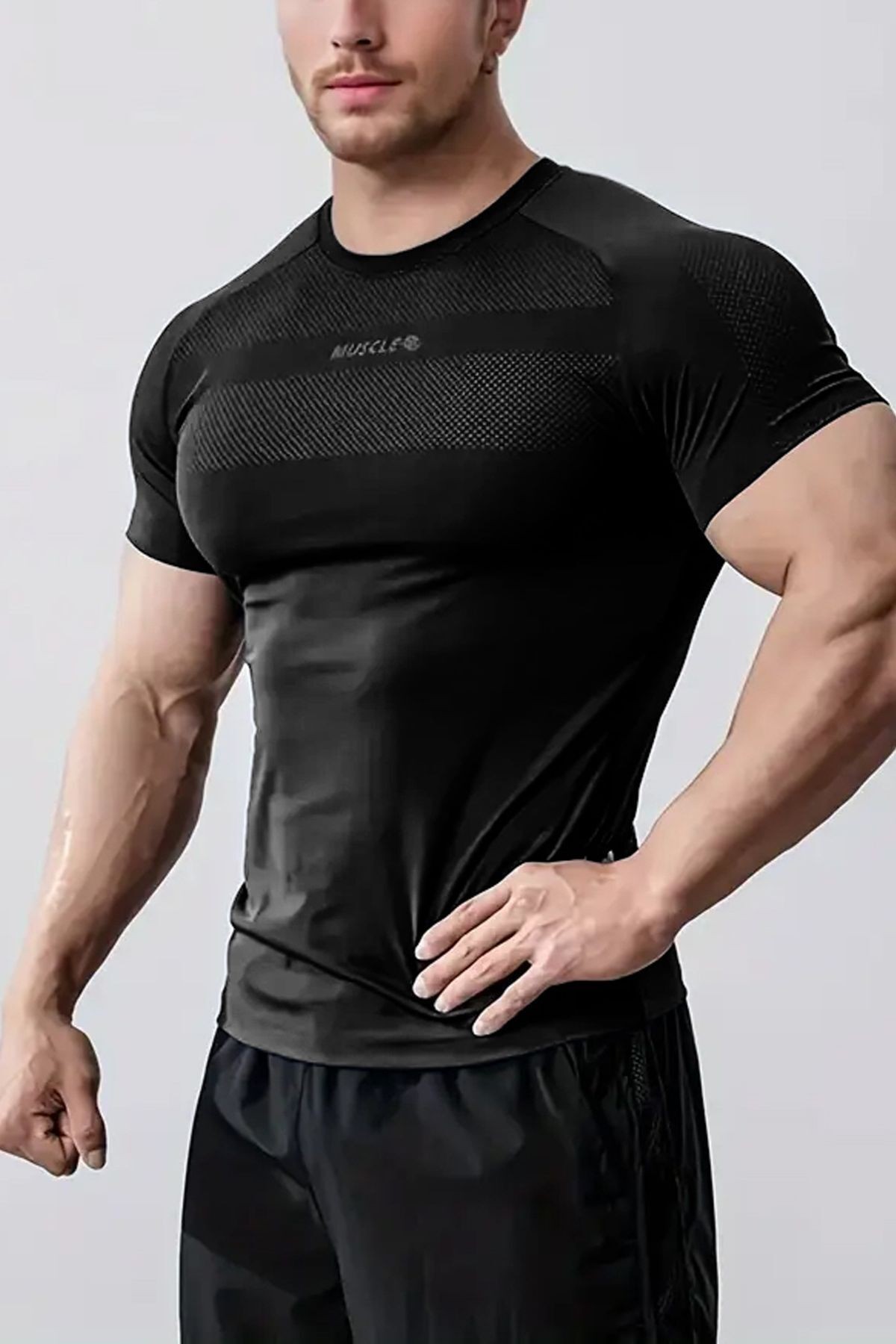 Ghassy Co. Erkek Nem Emici Hızlı Kuruyan Renk Solmayan Atletik Teknik Fitness Spor T-shirt