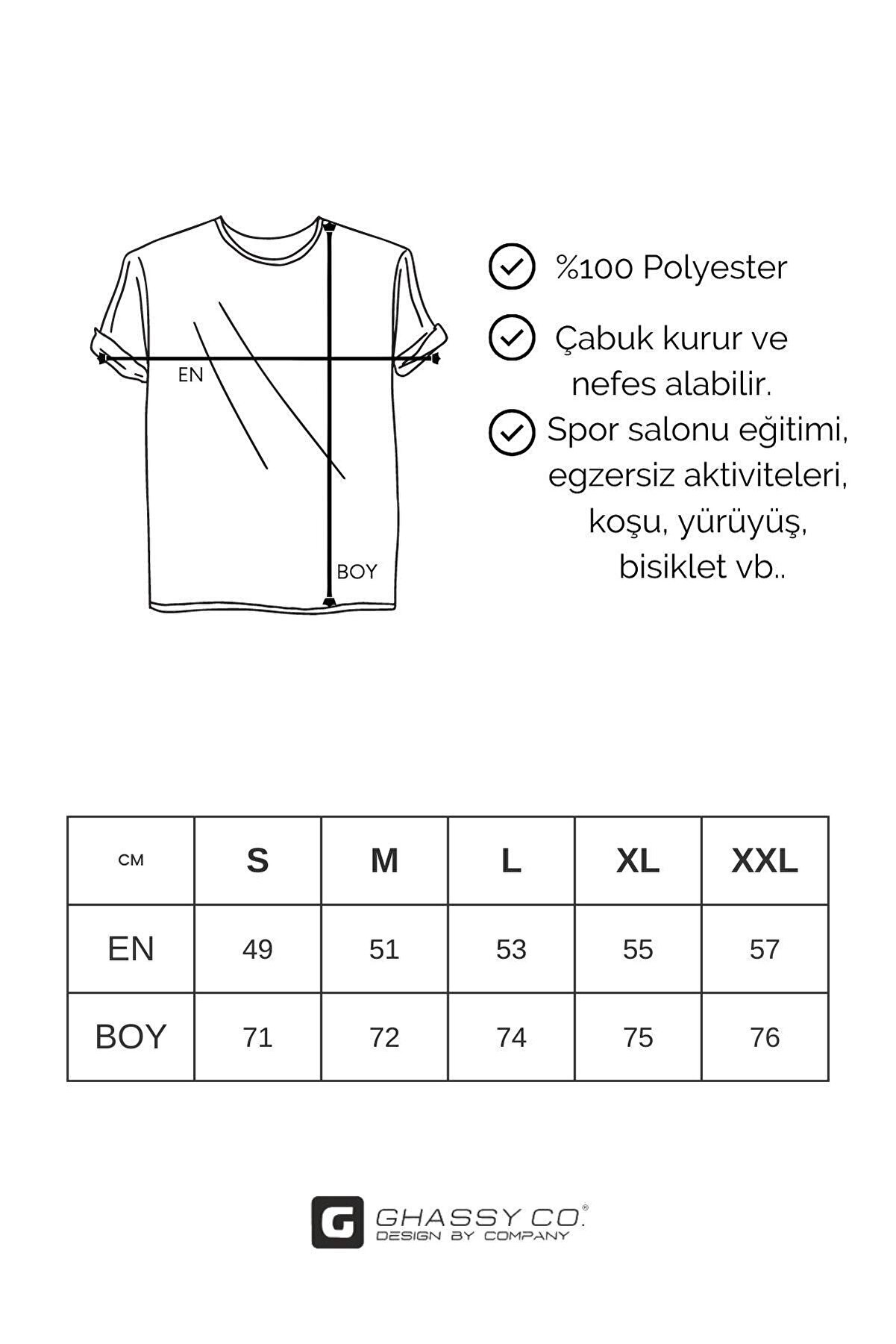 Ghassy Co. Kadın Nem Emici Hızlı Kuruma Atletik Teknik Performans T-shirt