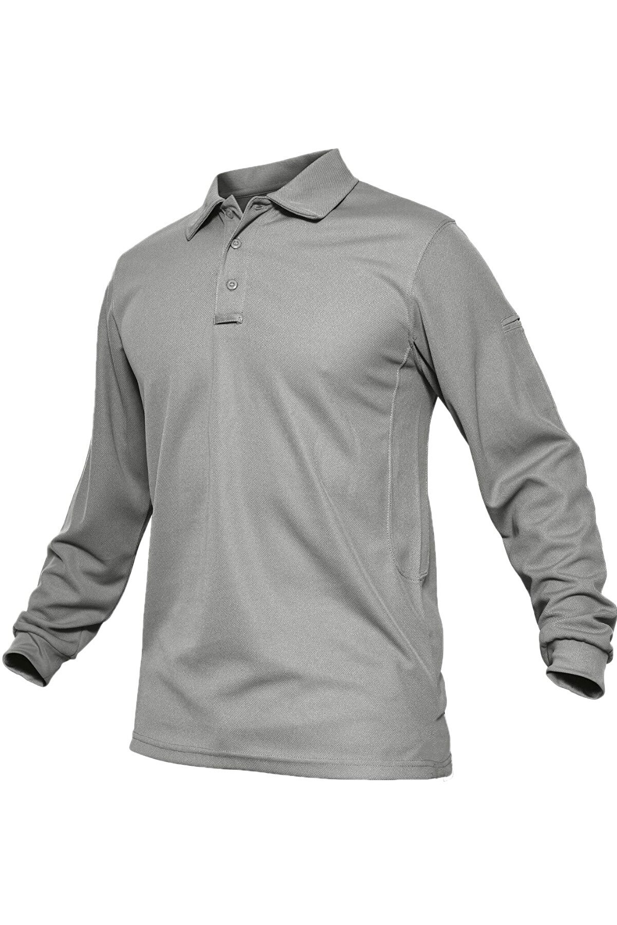 Ghassy Co. Erkek Jersey Golf Polo Gömlek Pike Performans Taktik Askeri Uzun Kollu T-Shirt - Açık Gri