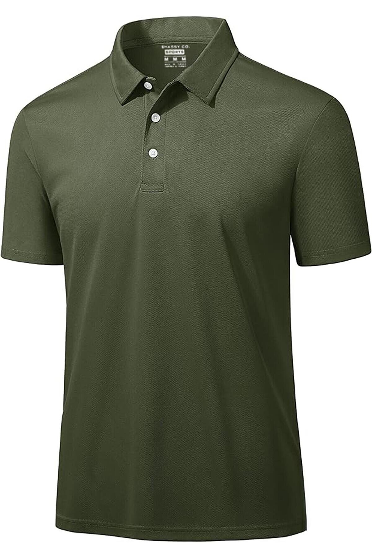 Ghassy Co. Erkek Golf Dry Fit Classic Tenis Casual Polo Yaka T-Shirt - Haki