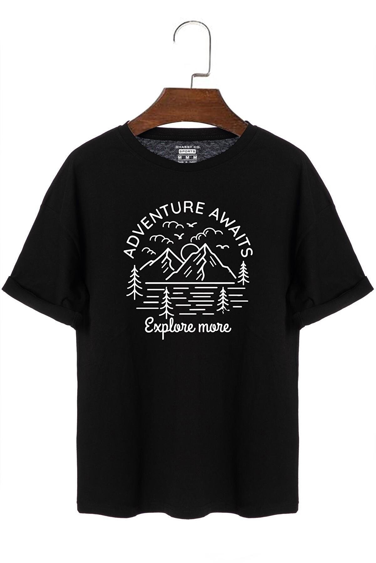 Ghassy Co. Unisex Trekking Macera Doğa  Baskılı Pamuklu Outdoor Günlük Regular Oversize T-shirt
