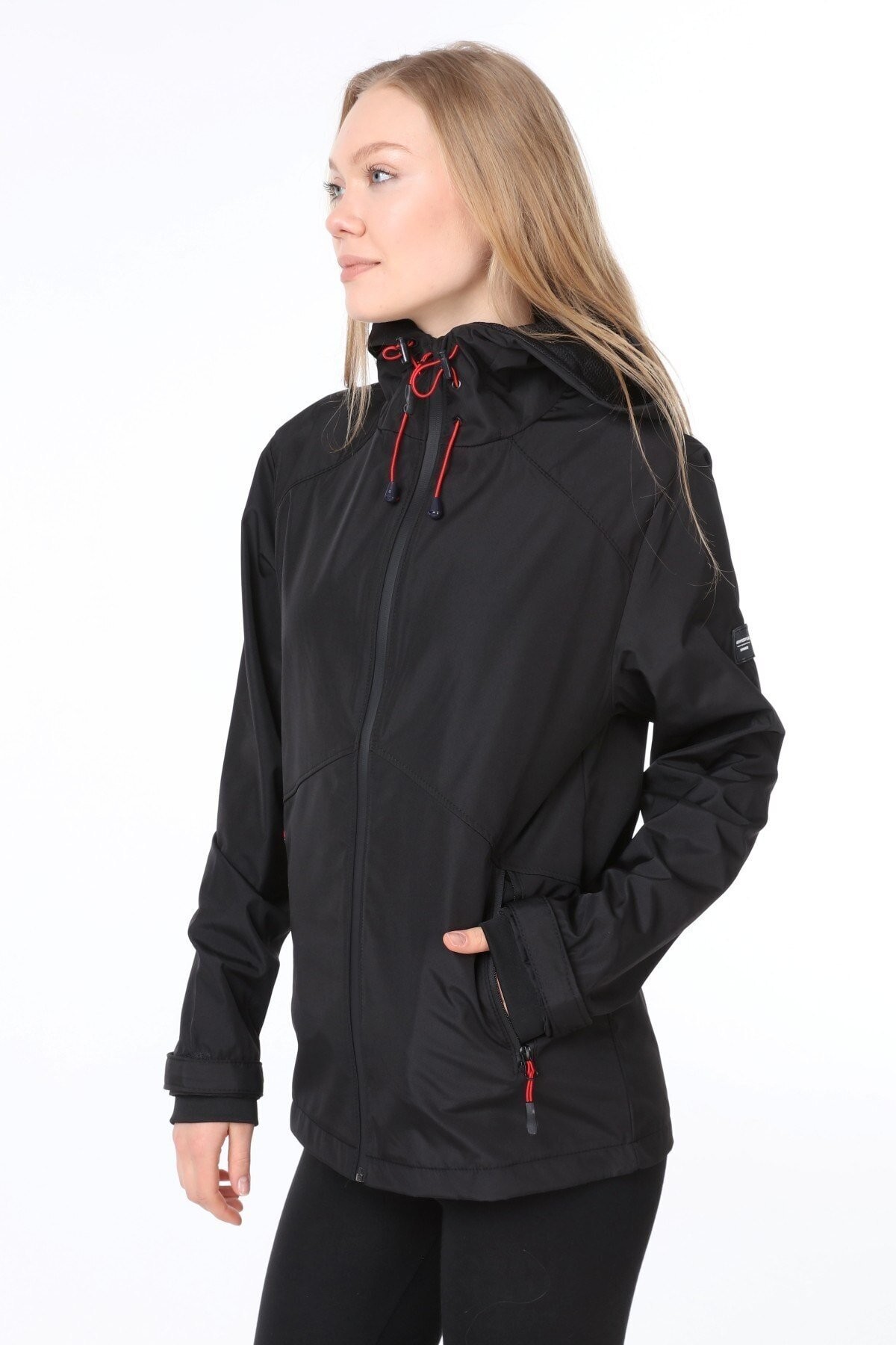 Ghassy Co.Kadın Rüzgarlık/Yağmurluk Omuz Detaylı Mevsimlik Taş Spor Ceket - SİYAH