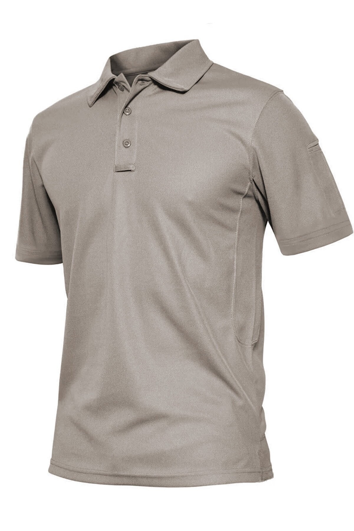 Ghassy Co. Erkek Taktik Polo Yaka Gömlek Hızlı Kuruma Nem Emici Performans Pique Jersey Golf T-shirt - Açık Gri