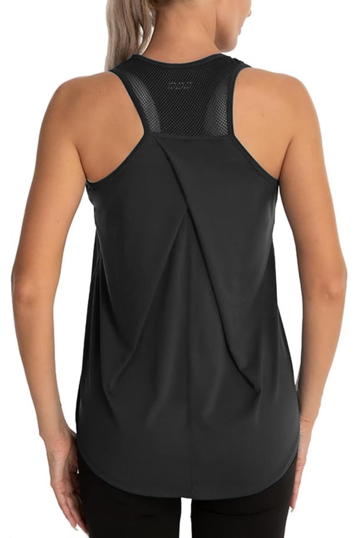 Ghassy Co. Kadın Cross Üst Sırt File Detaylı Antrenman Yoga Spor Atlet Tank Tops 1783