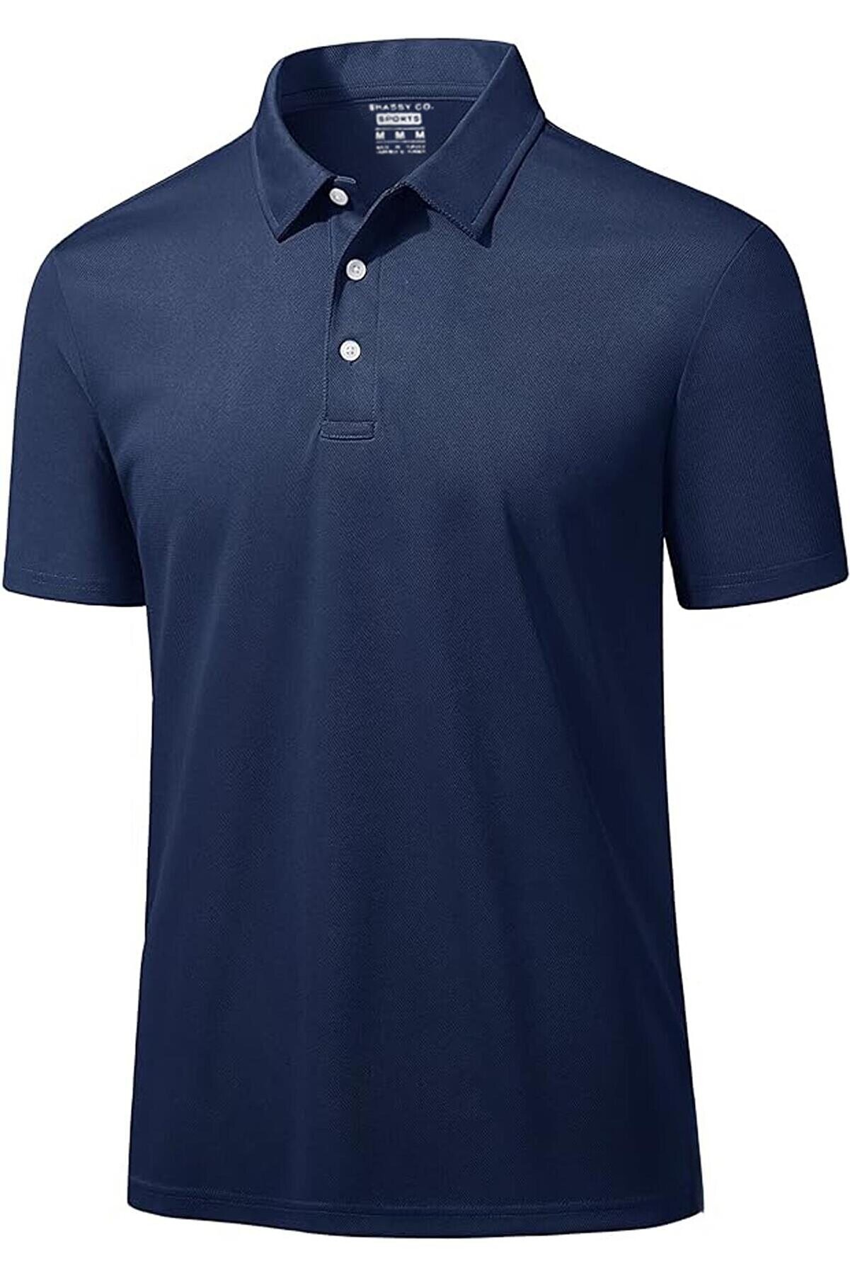 Ghassy Co. Erkek Golf Dry Fit Classic Tenis Casual Polo Yaka T-Shirt - LACİVERT